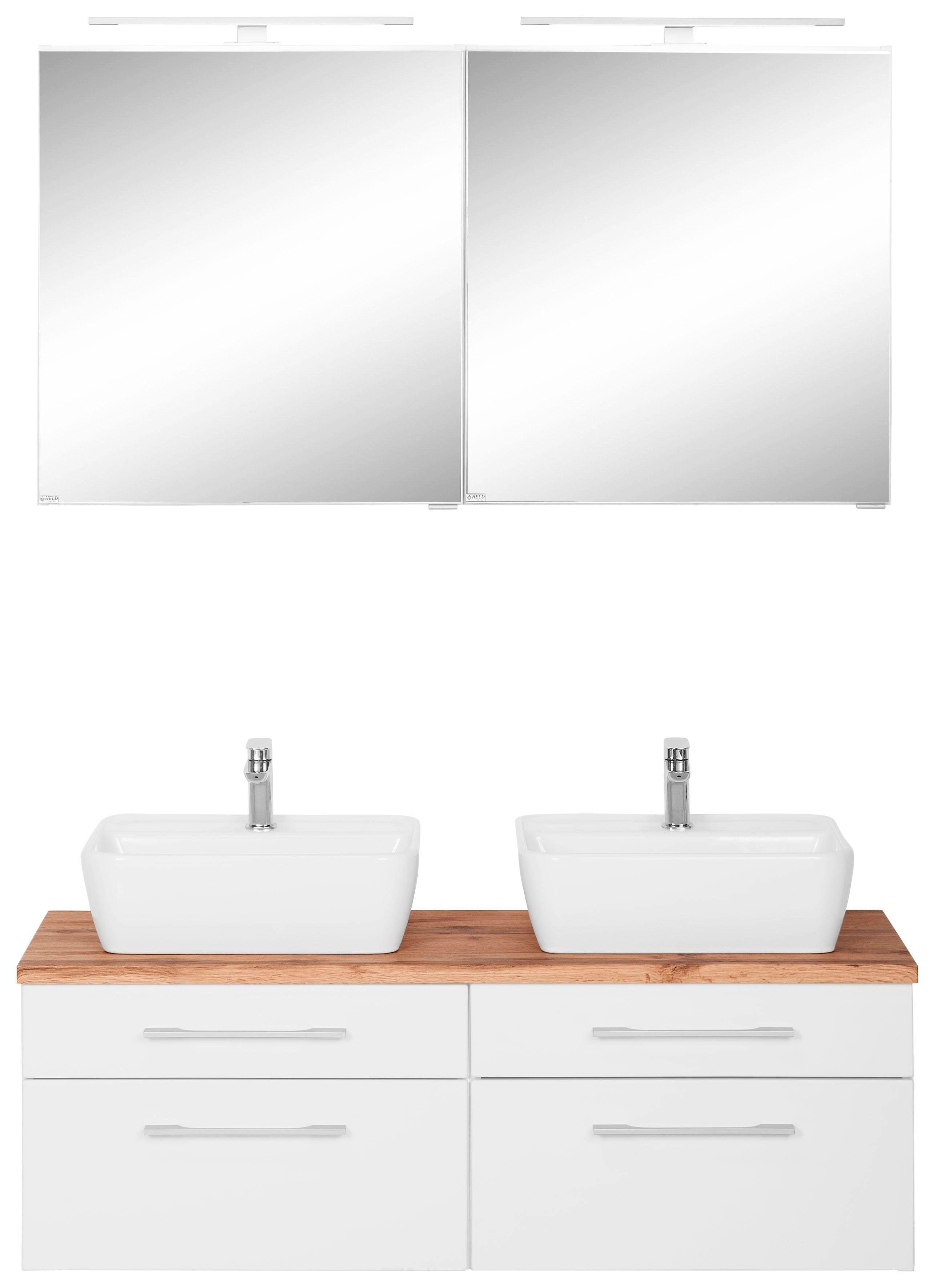 welltime Badkamerserie Davos met 2 led-spiegelkasten (3-delig)