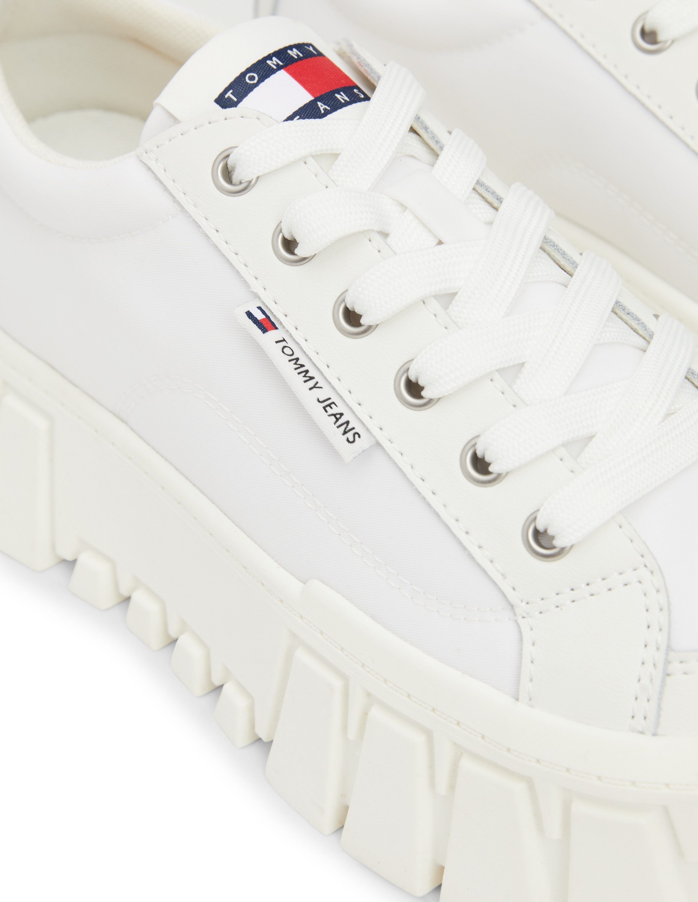 TOMMY JEANS Plateausneakers TJW VULC FLATFORM LC MIX MEDIA , vrijetijdsschoen, lage schoen, veterschoen met robuuste zool