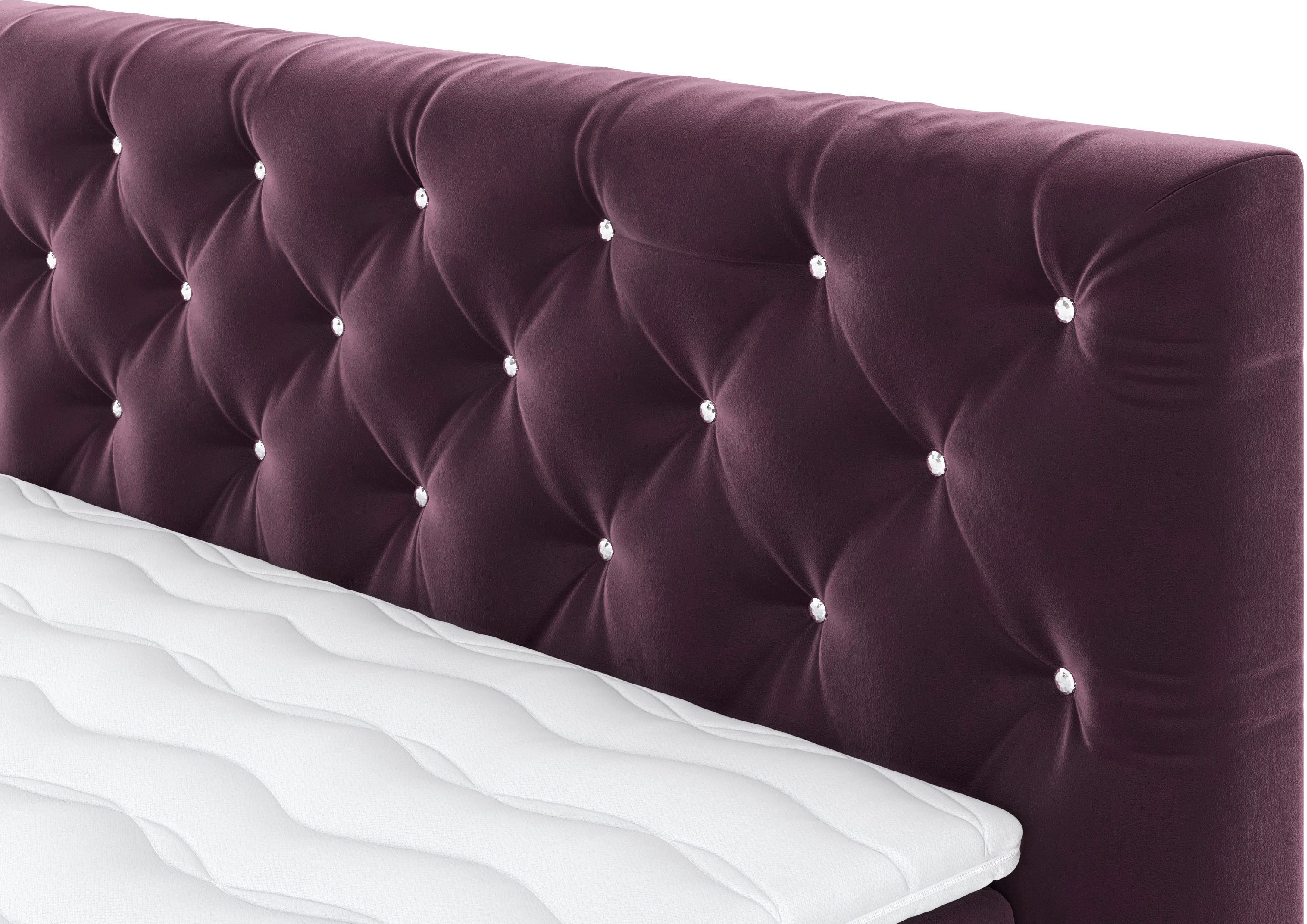 COTTA Boxspring Castlerock met strass-steentjes in het hoofdeinde, incl. topper