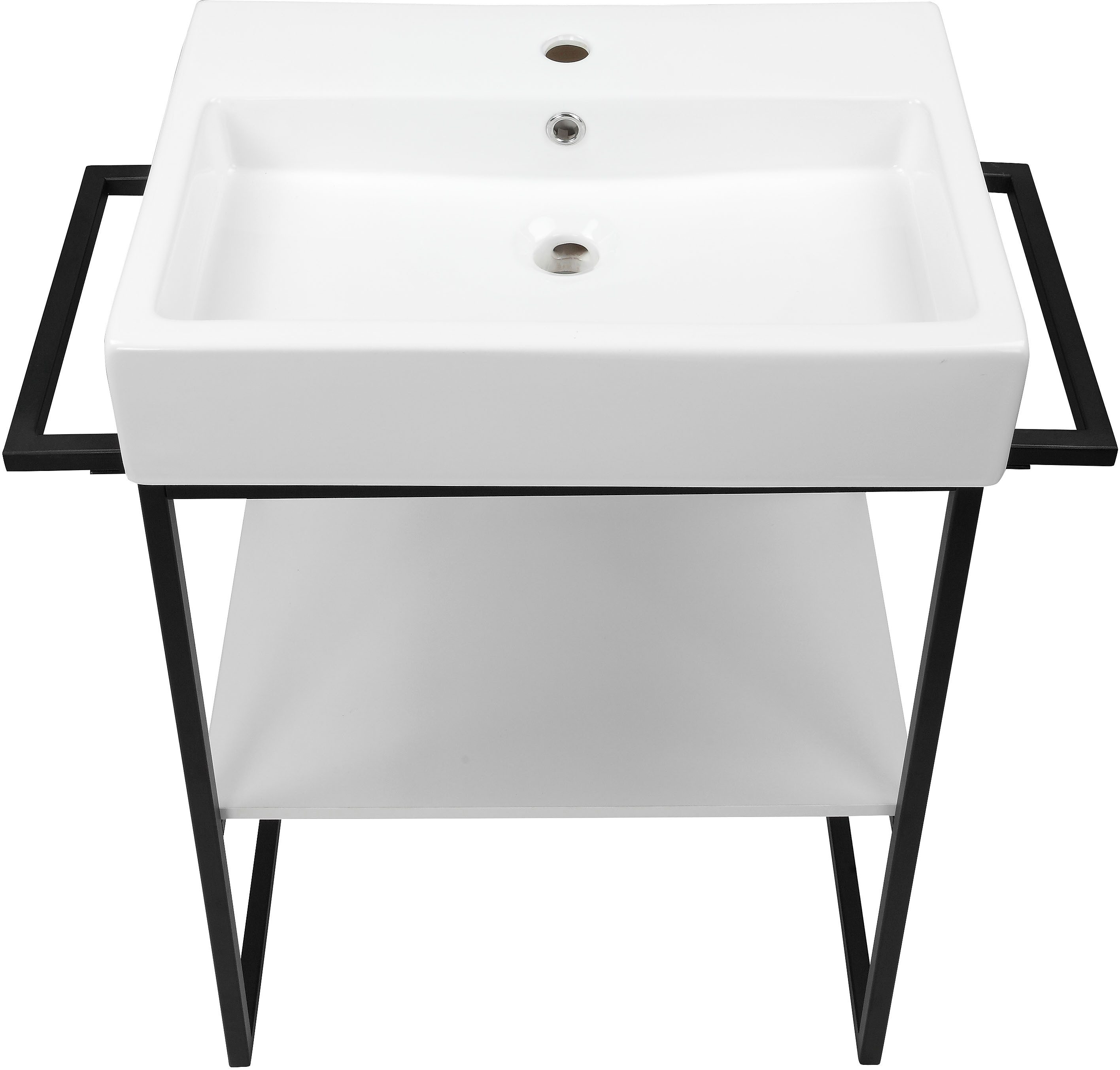 welltime Wastafelonderkast Stockholm Badkamermeubels metaallook incl. wasbak, breedte 60 cm wastafel