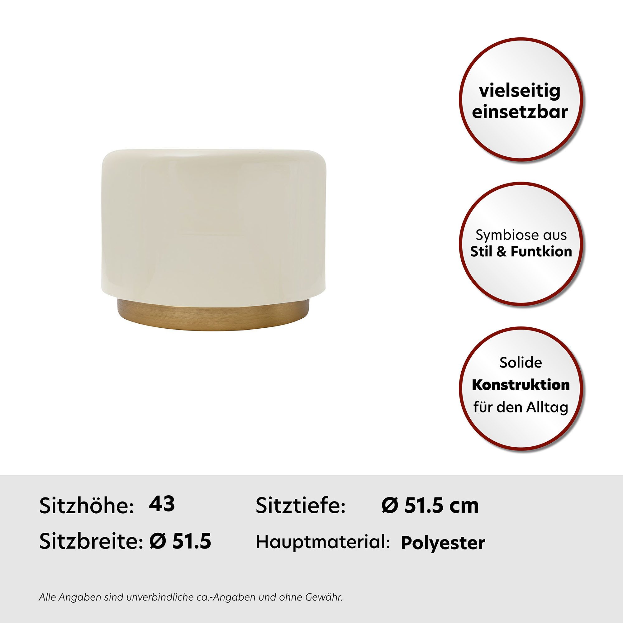 Kayoom Zithocker Kruk Artisse, elegante uitstraling door goudkleurige sokkel (1 stuk)