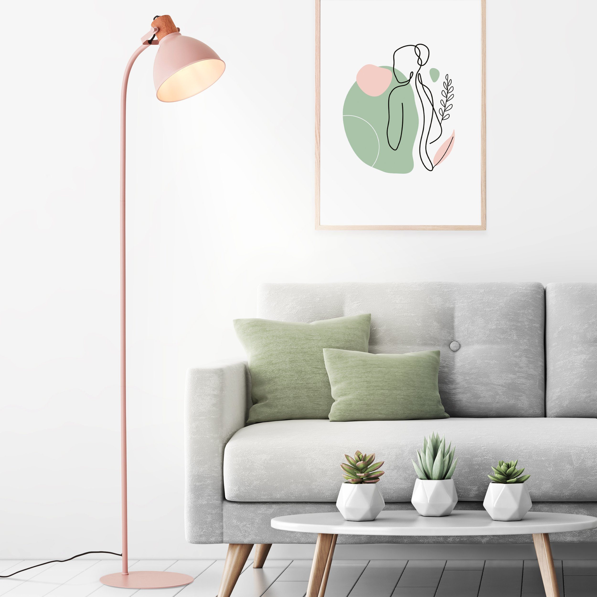 Brilliant Leuchten Staande lamp Erena Hoogte 150 cm, E27, metaal/hout