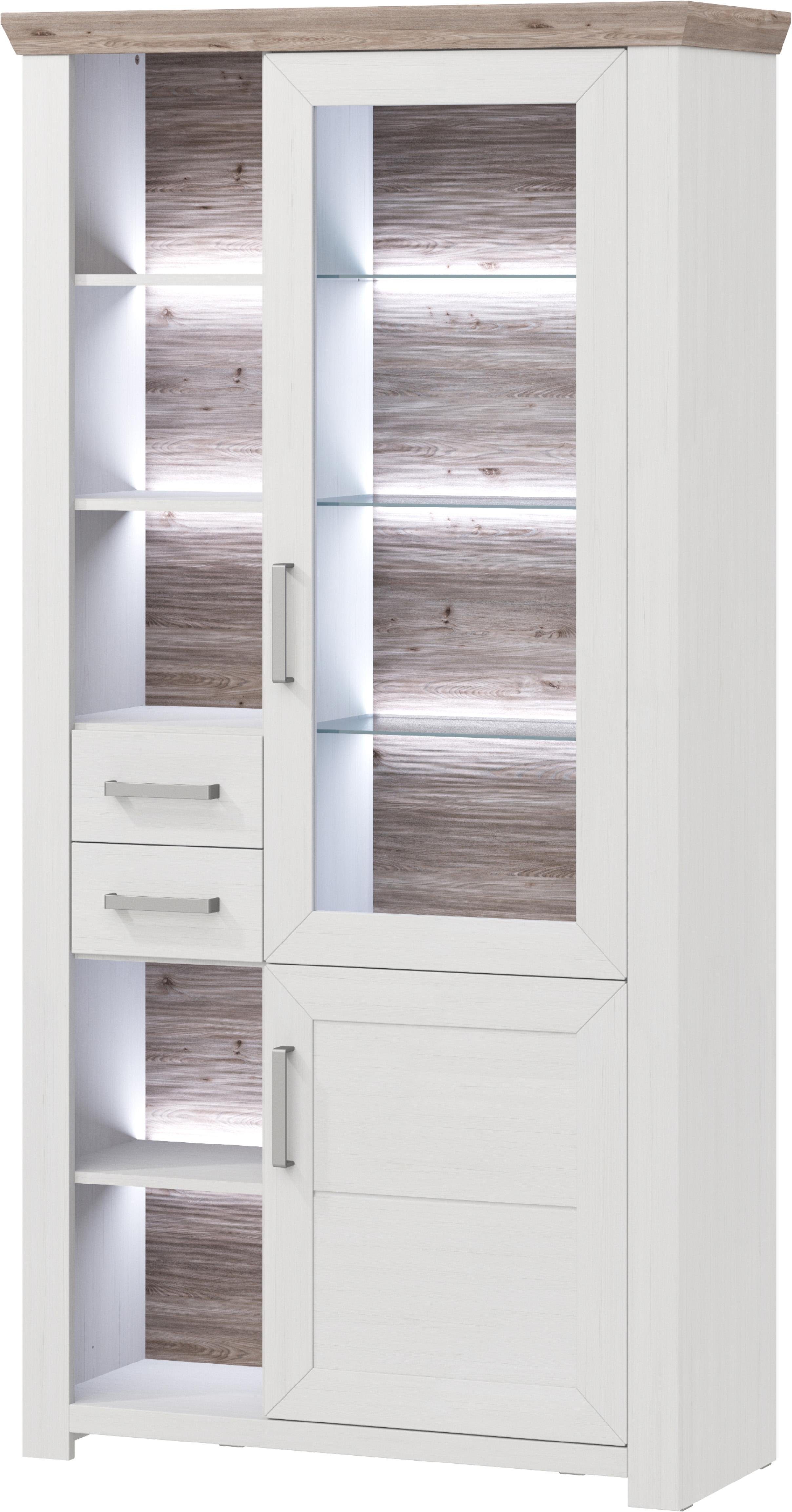 set one by Musterring Staande vitrinekast York Type 05 en 06, met Glazendeur, verlichting optioneel, hoogte 207 cm