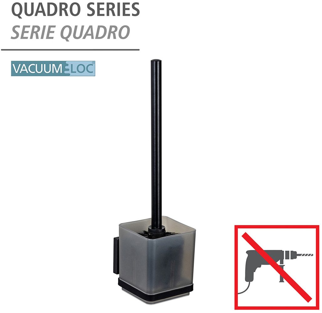 WENKO Toiletset Vacuum-Loc® model Quadro WC-borstelhouder met toiletborstel voor wandbevestiging zonder boren