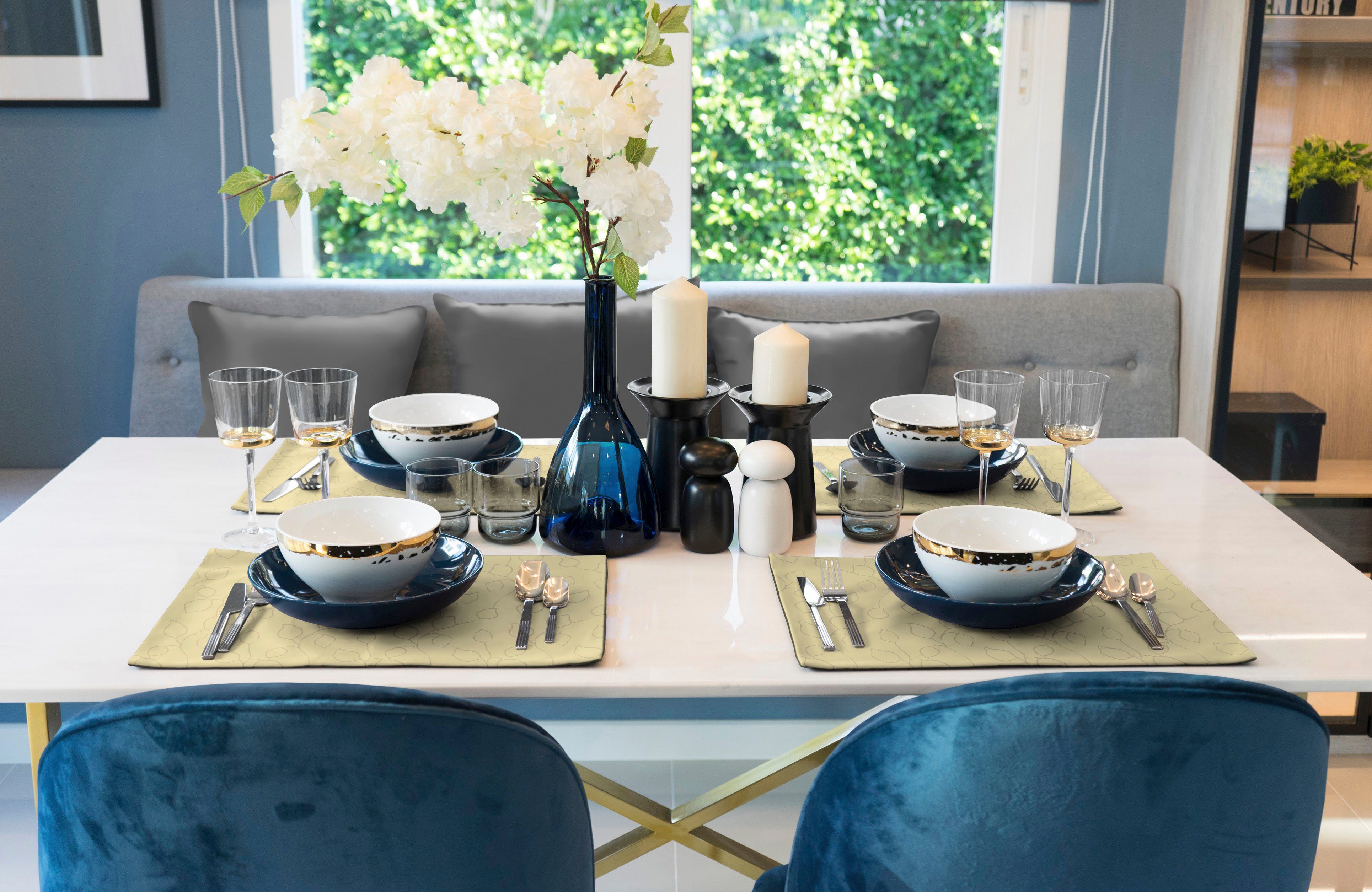 Wirth Set placemats Westport Made in Germany, Jacquard decoratiestof, bladontwerp, onderhoudsvriendelijk (2 stuks)
