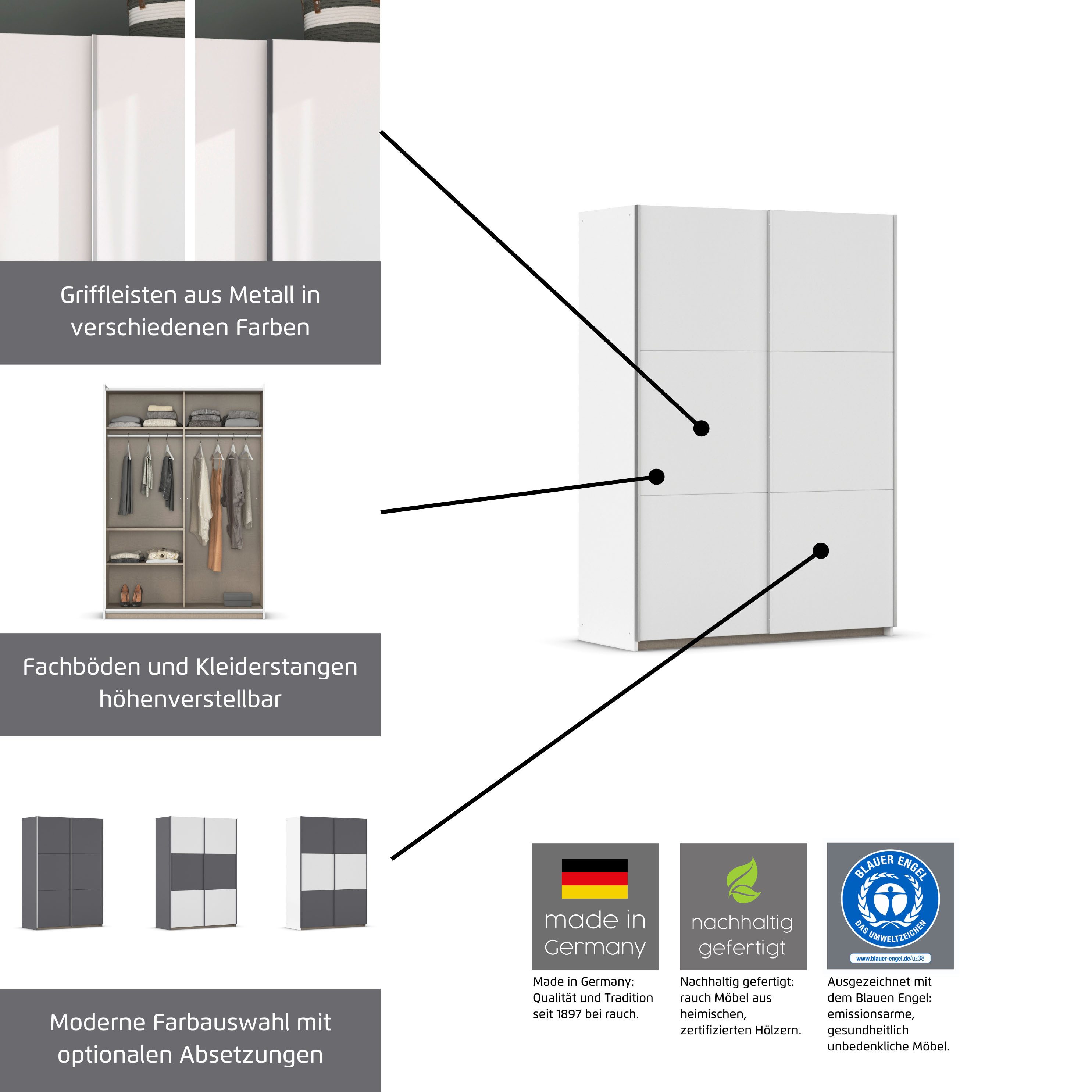 INOSIGN Schuifdeurkast Paully Slaapkamerkast Garderobe OTTO´s Choice Prijsknaller Kledingkast breedte 131 cm bestseller MADE IN GERMANY RAUCH kast