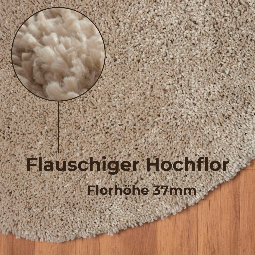 my home Hoogpolig vloerkleed Banji Uni-kleuren, zacht en fluffy, ook als rechthoekig verkrijgbaar