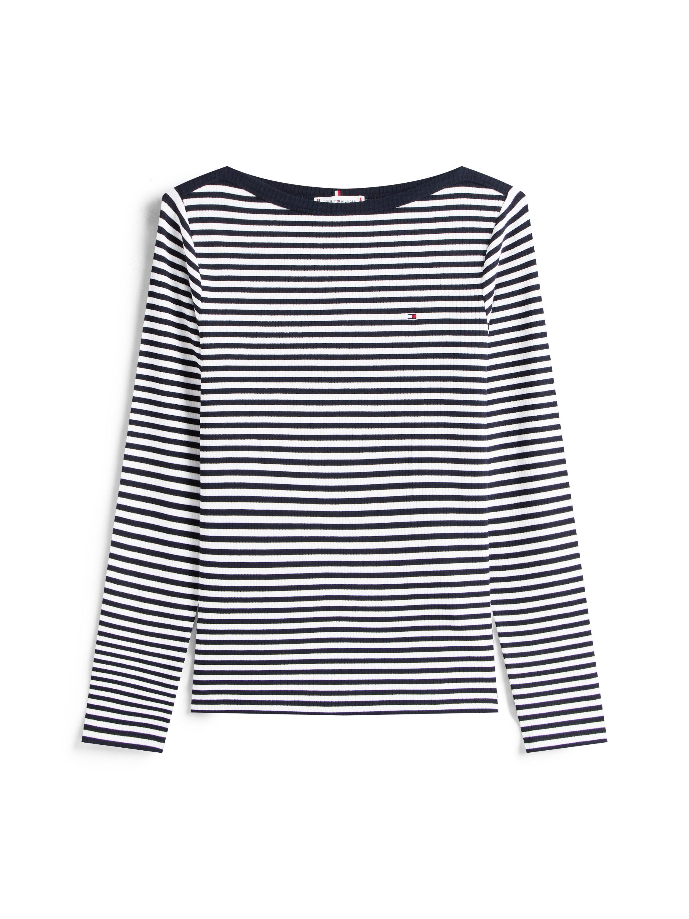 Tommy Hilfiger Shirt met lange mouwen SLIM 5X2 RIB BOAT-NK LS met boothals en ribstructuur