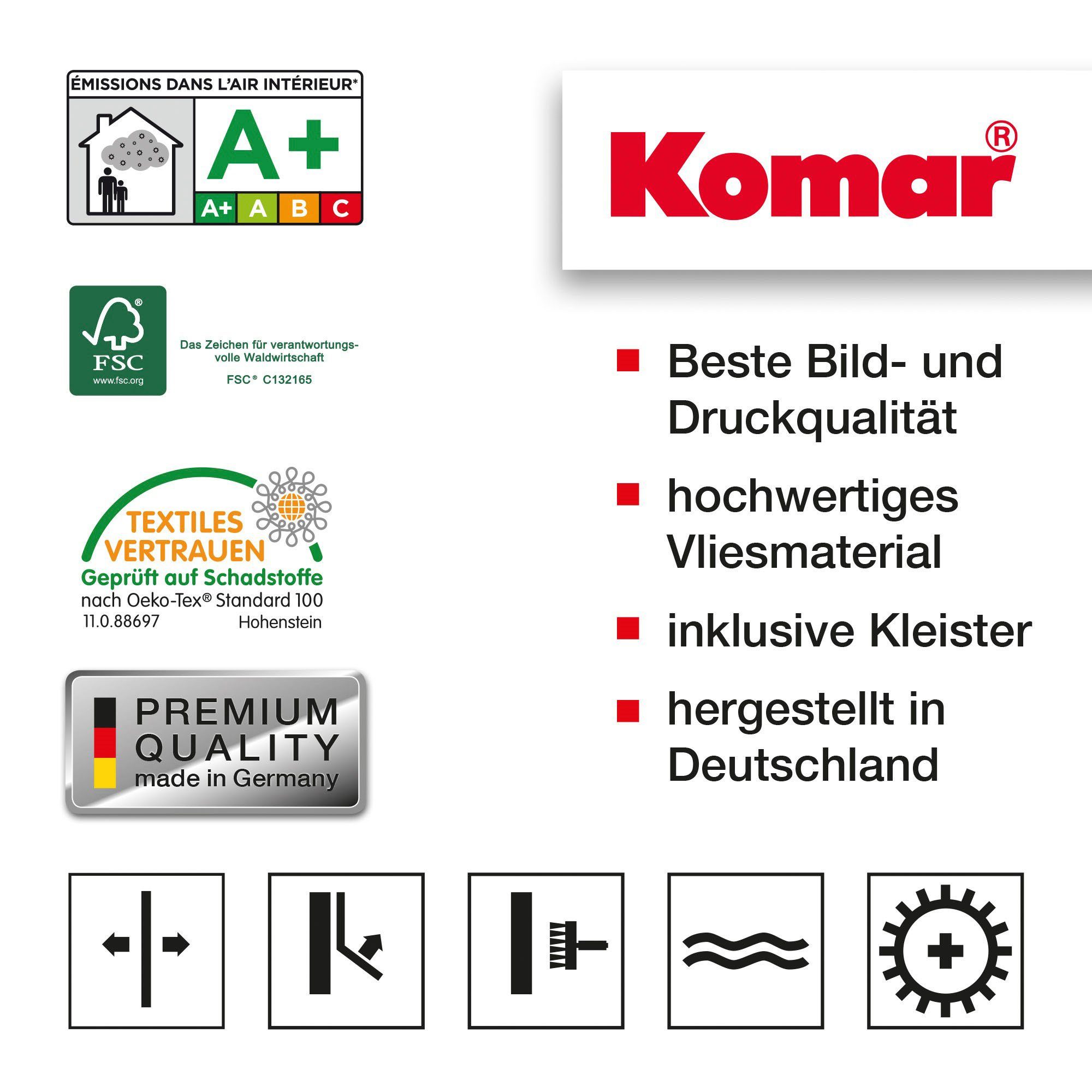 Komar Vliesbehang Digitale print vlies - Mur de Papillons - Afmeting 200 x 250 cm (1 stuk)