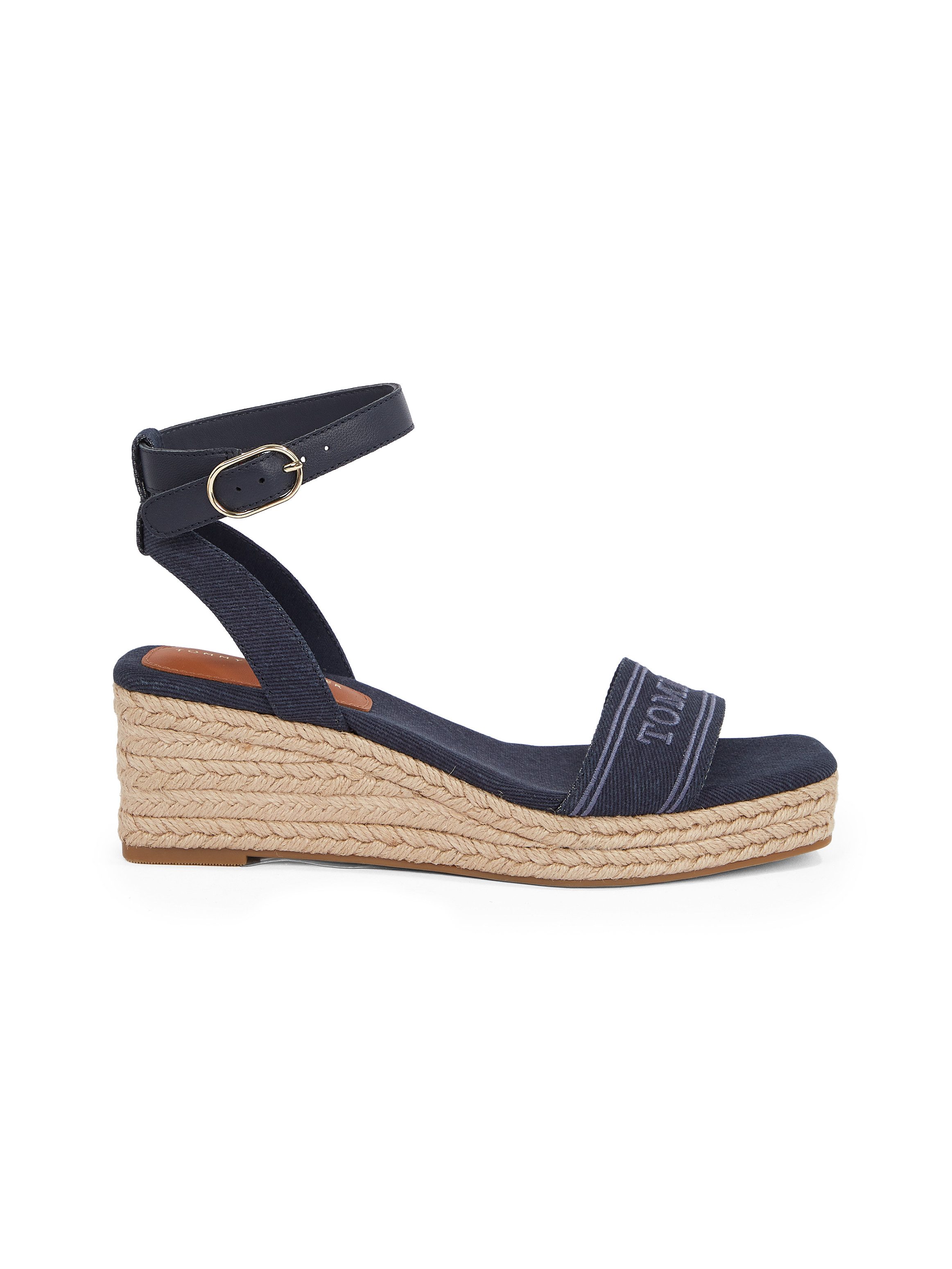 Tommy Hilfiger Sleehaksandaaltjes TOMMY HILFIGER ESPAD MID WEDGE , bandjesandaal, zomerschoen met verstelbare gesp