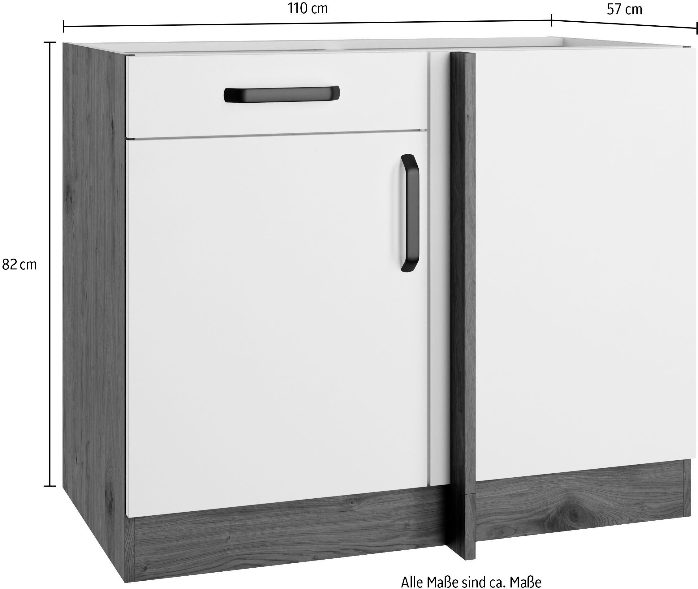 wiho Küchen Hoekonderkast Elba Breedte: 110 cm, met lade en extra legplank