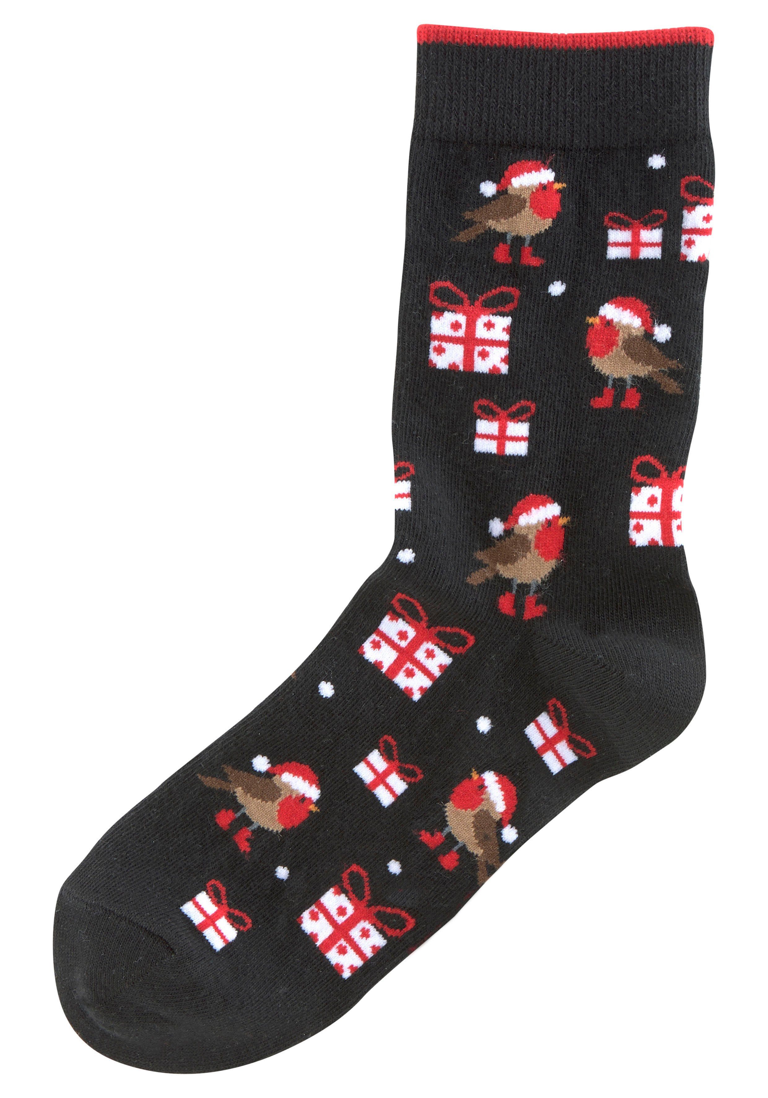 H.I.S Sokken met leuke kerstmotieven (set, 3 paar)