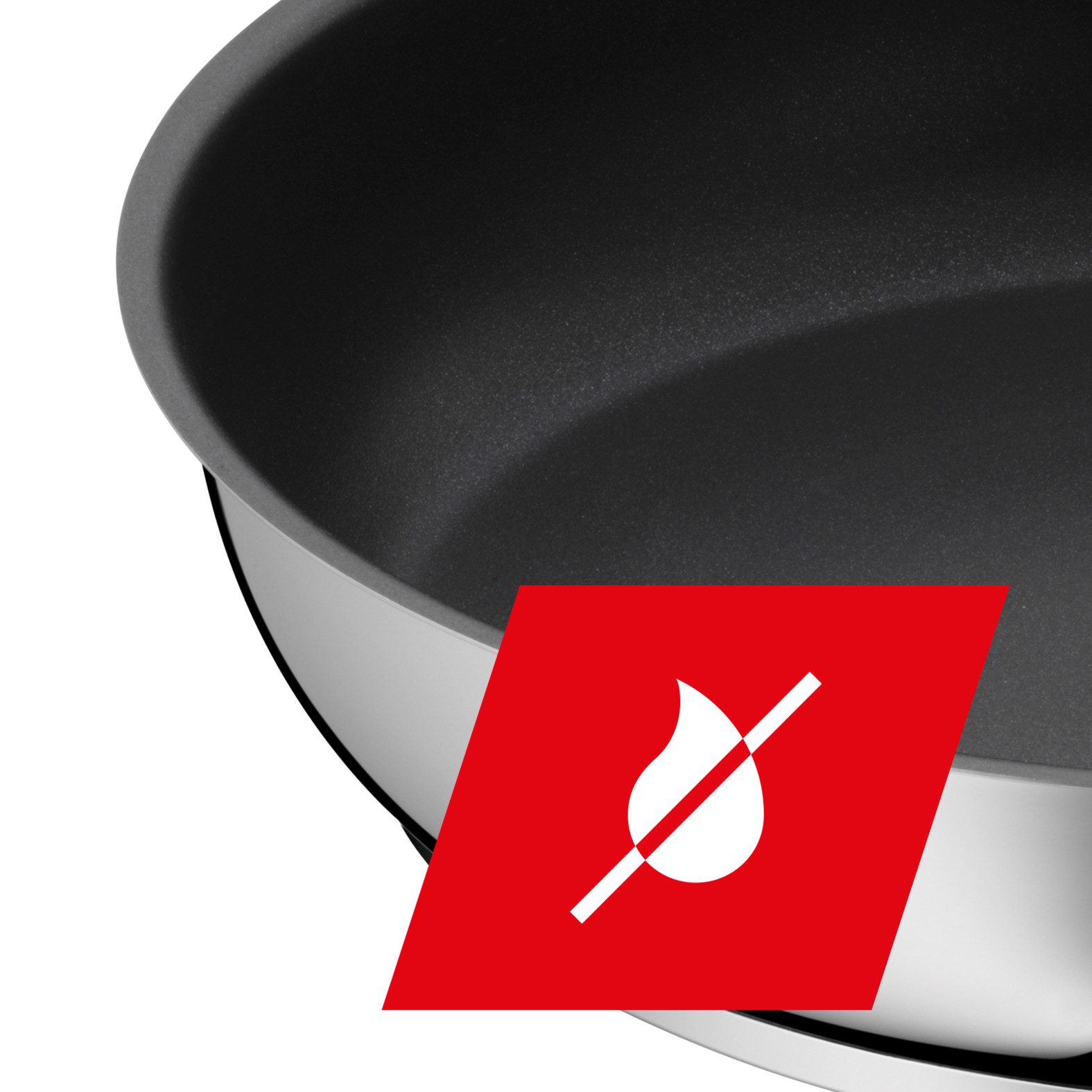 Silit Koekenpan Calabria 32 cm, inductie, met PTFE-antiaanbaklaag Roestvrij staal handvat, geschikt voor alle kookplaten, ovenbestendig (1-delig)