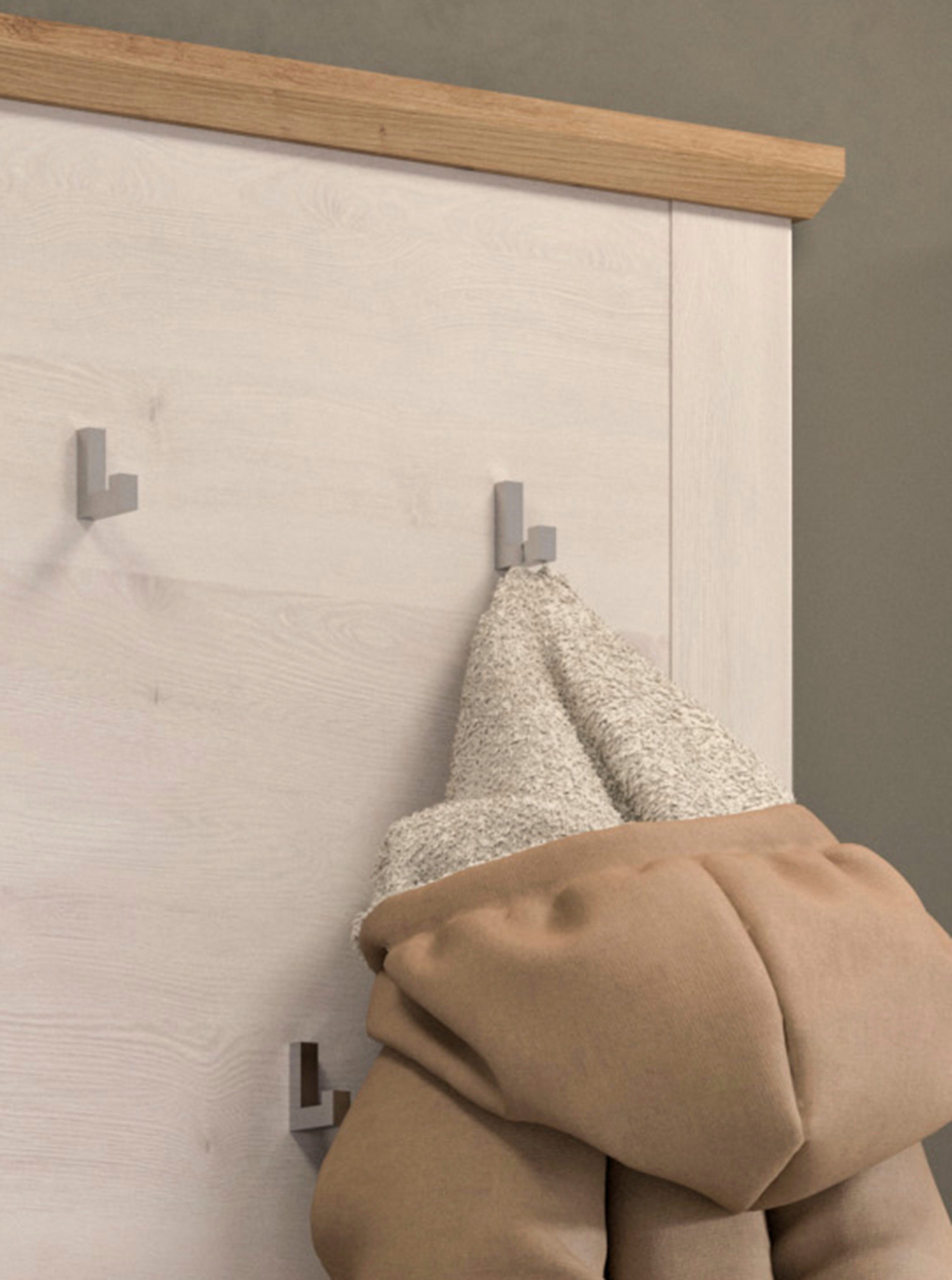 Home affaire Kapstokpaneel COSENZA, TOPSELLER!, Höhe 103 cm, 5 Garderobenhaken, 2-farbig in landelijke stijl, wandpaneel, paneel, wandhaak