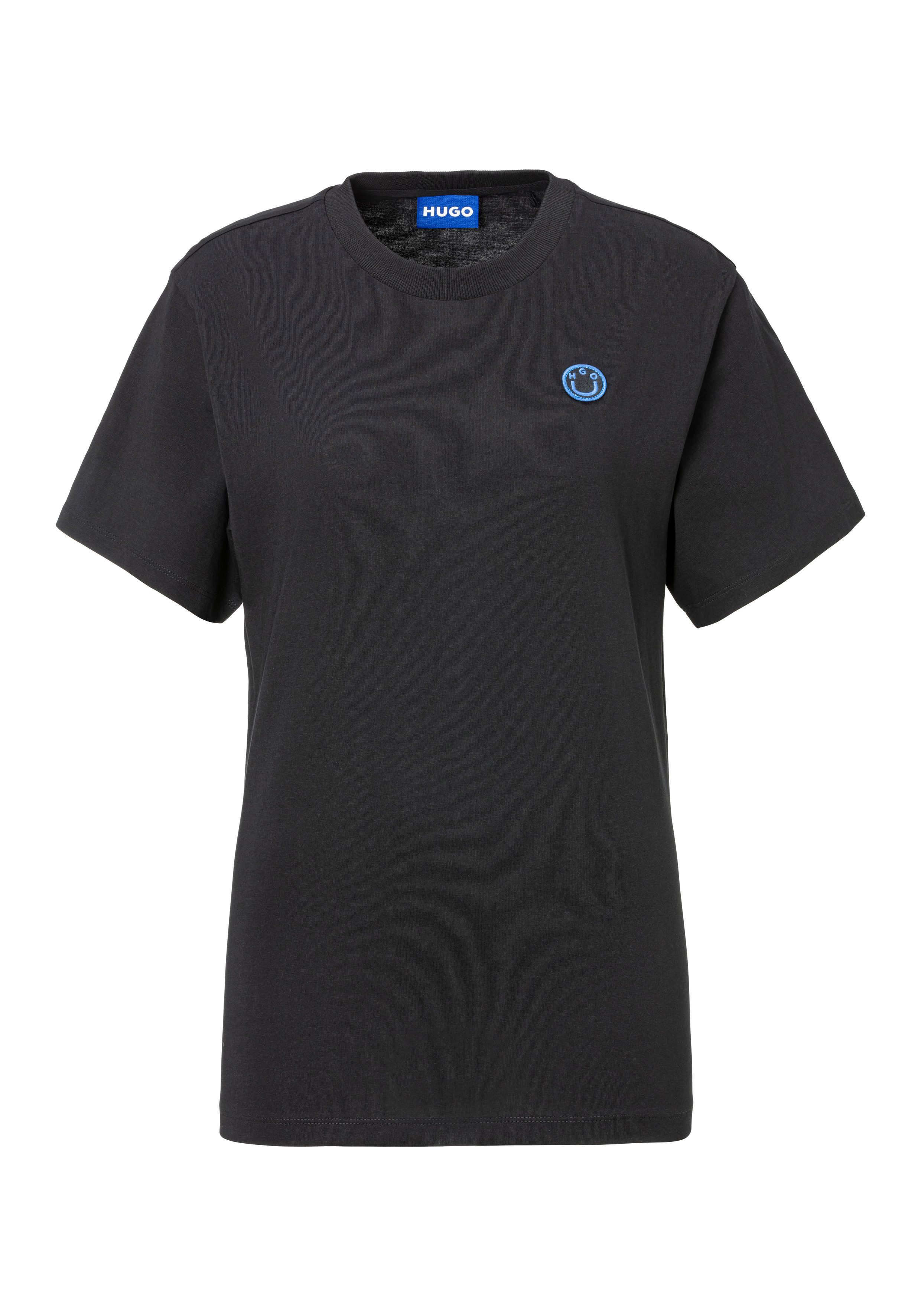 HUGO Blue T-shirt Vintage Tee met logo-badge
