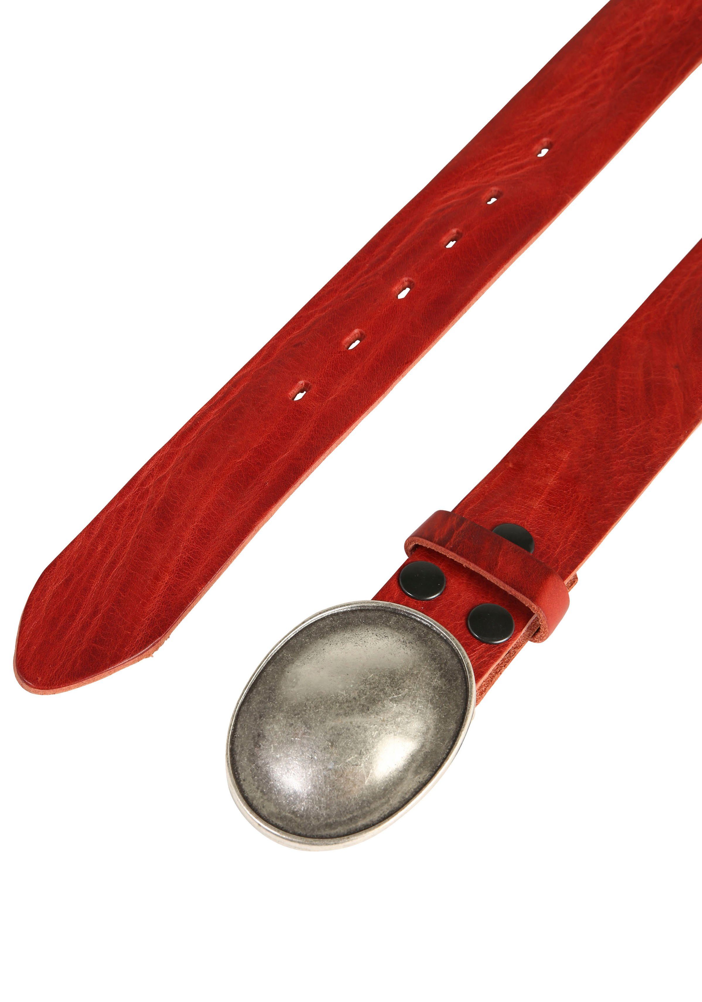 RETTUNGSRING by showroom 019° Leren riem met verwisselbare sluiting "ovaal gebogen zilverkleur"