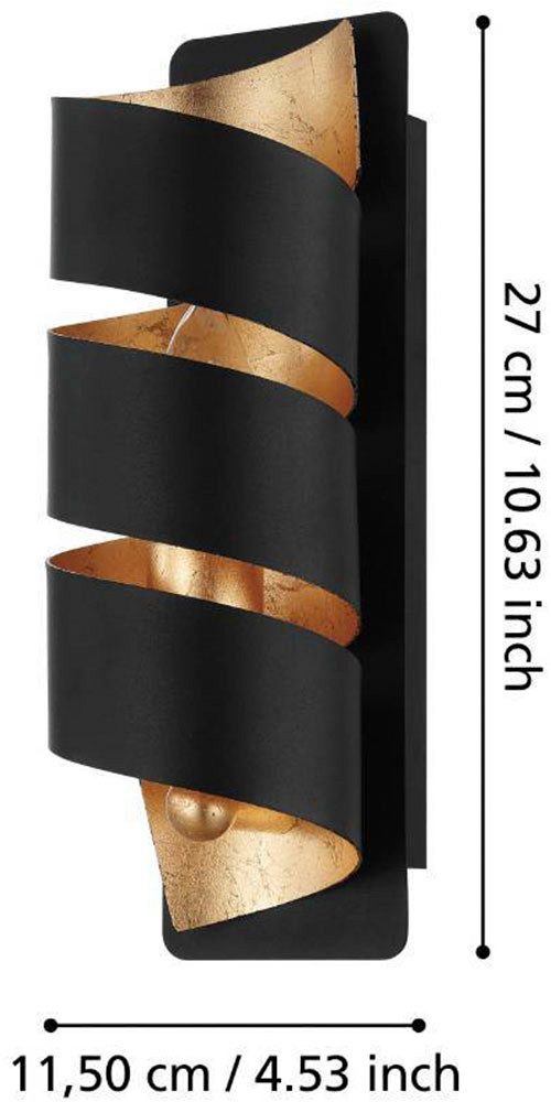 EGLO Wandlamp ELIZONDO wandlamp, zwart-goud, metaal, excl. lichtbron E14 Wandlamp vintage, metaal in zwart en goudkleur, ganglamp met E14 (1 stuk)
