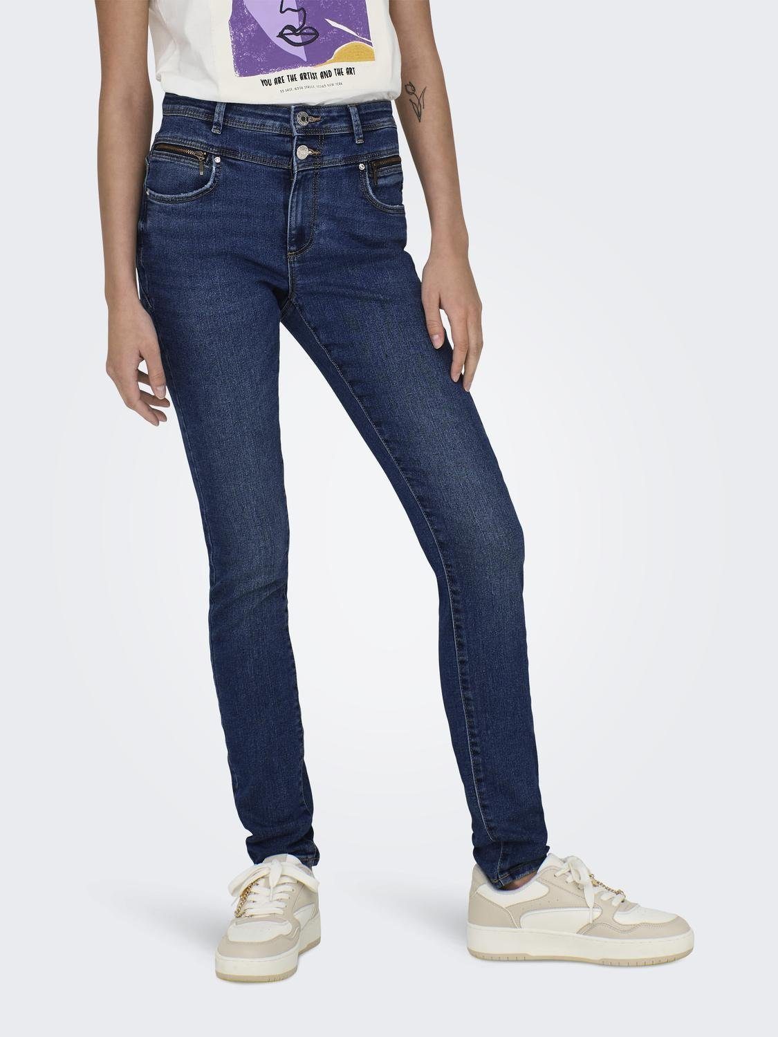 Only Skinny fit jeans ONLDAISY HW DB YOKE ZIP SKINNY DNM PIM dames skinny jeans maat 27 blauw