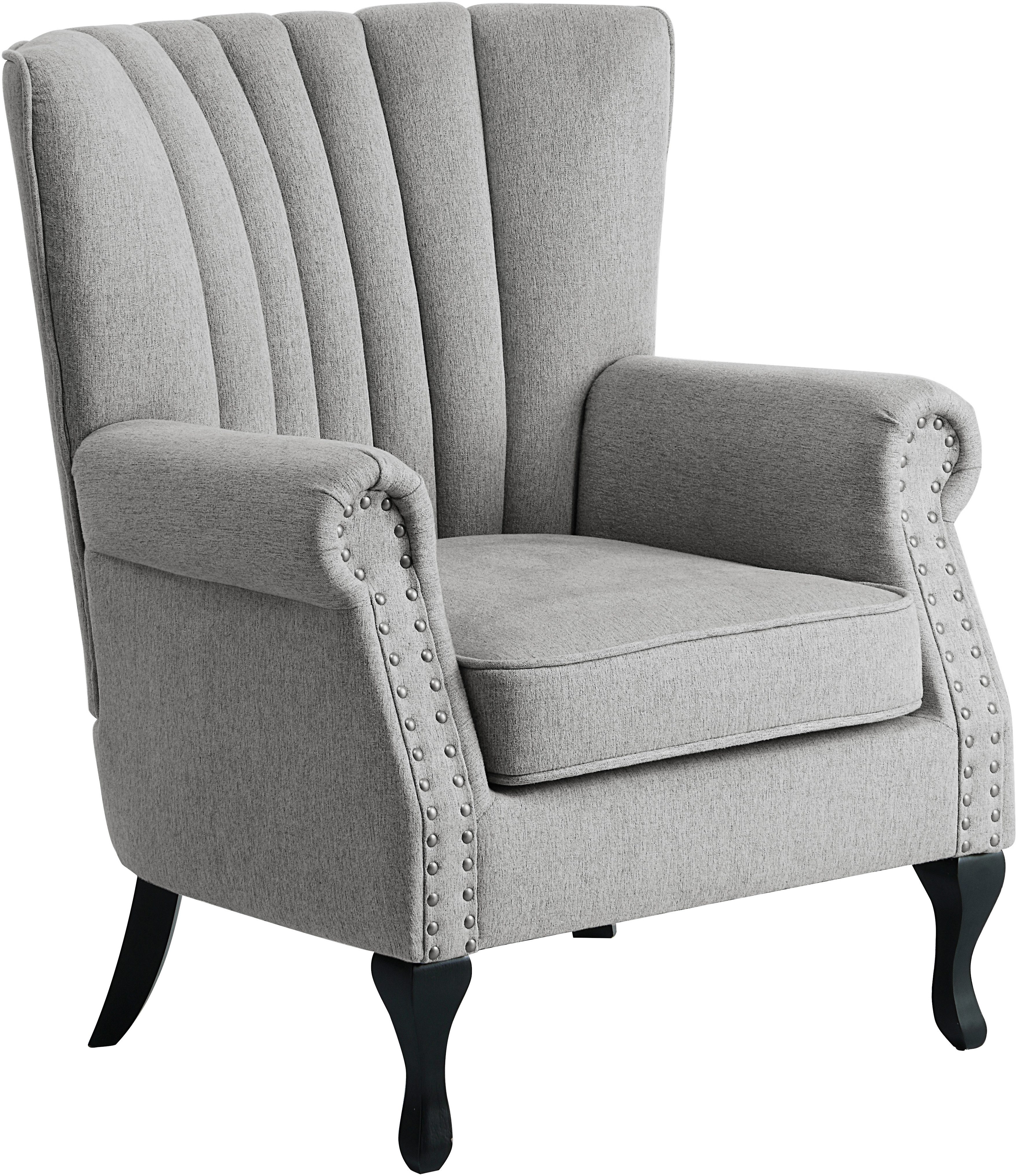 ATLANTIC home collection Fauteuil Toni modern met klinknagels en hoge rugleuning