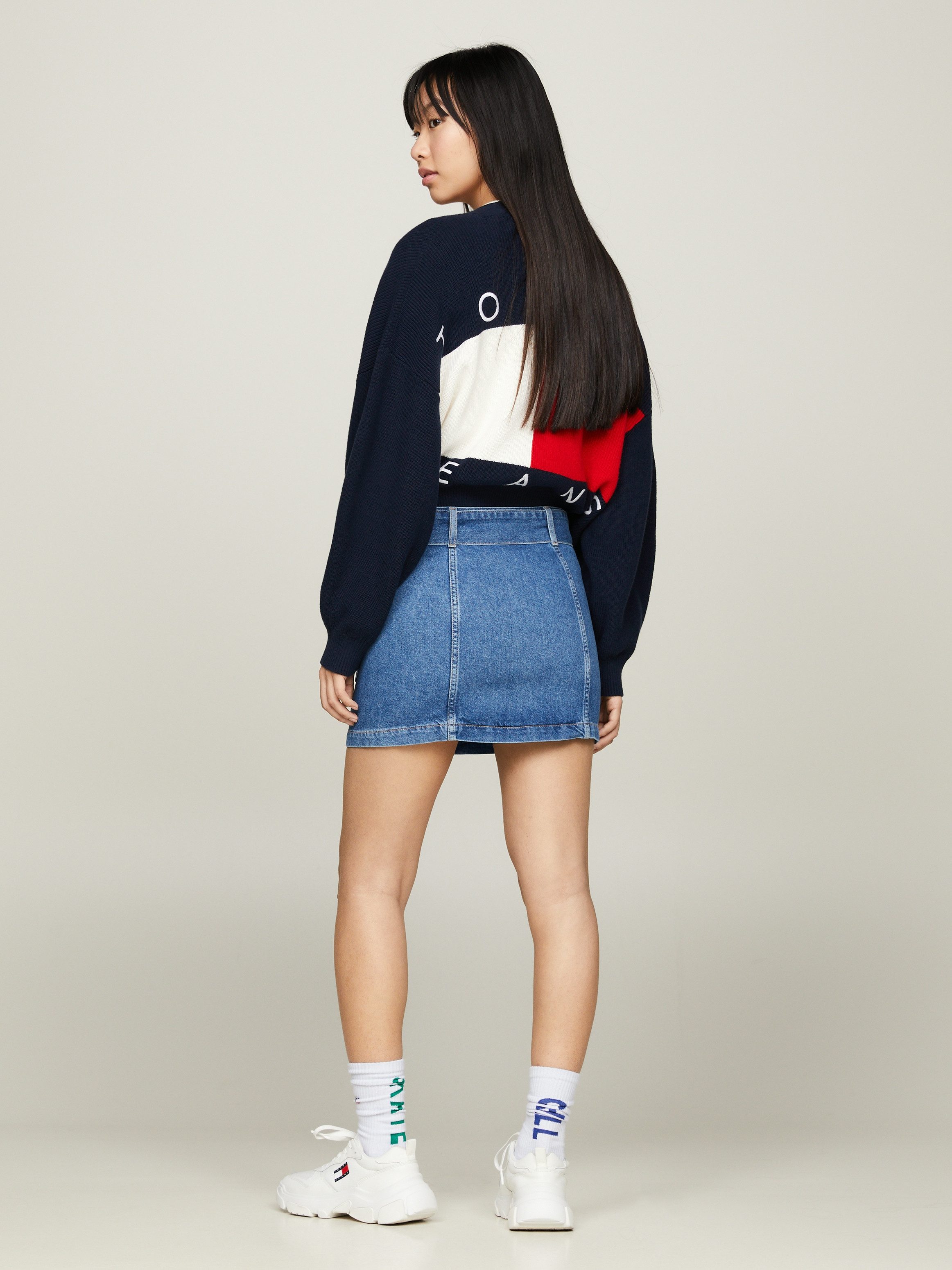 TOMMY JEANS rok BELTED ZIPPER SKIRT BH7036