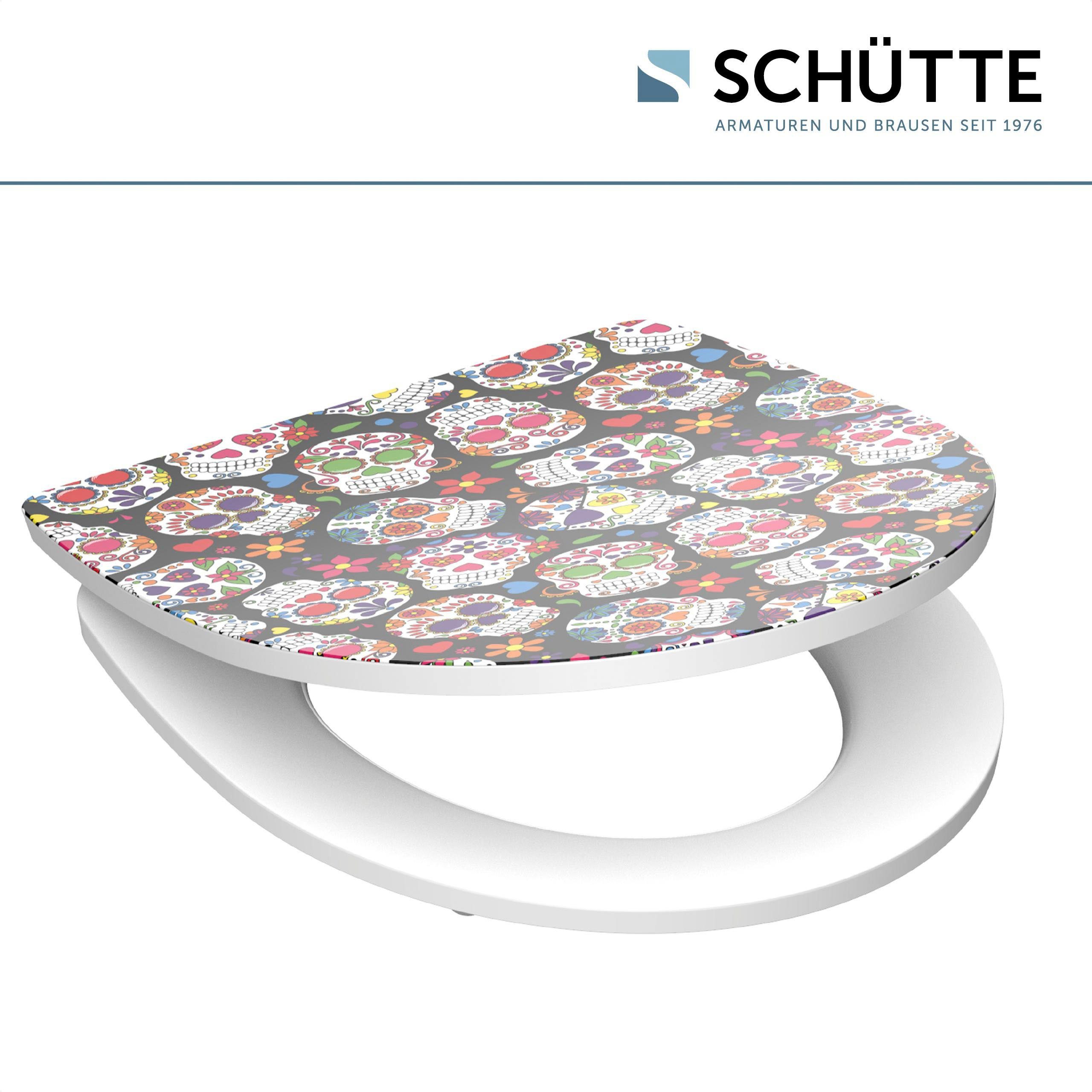 Schütte Toiletzitting Crazy Skull Duroplast,met softclosemechanisme en snelsluiting, High gloss