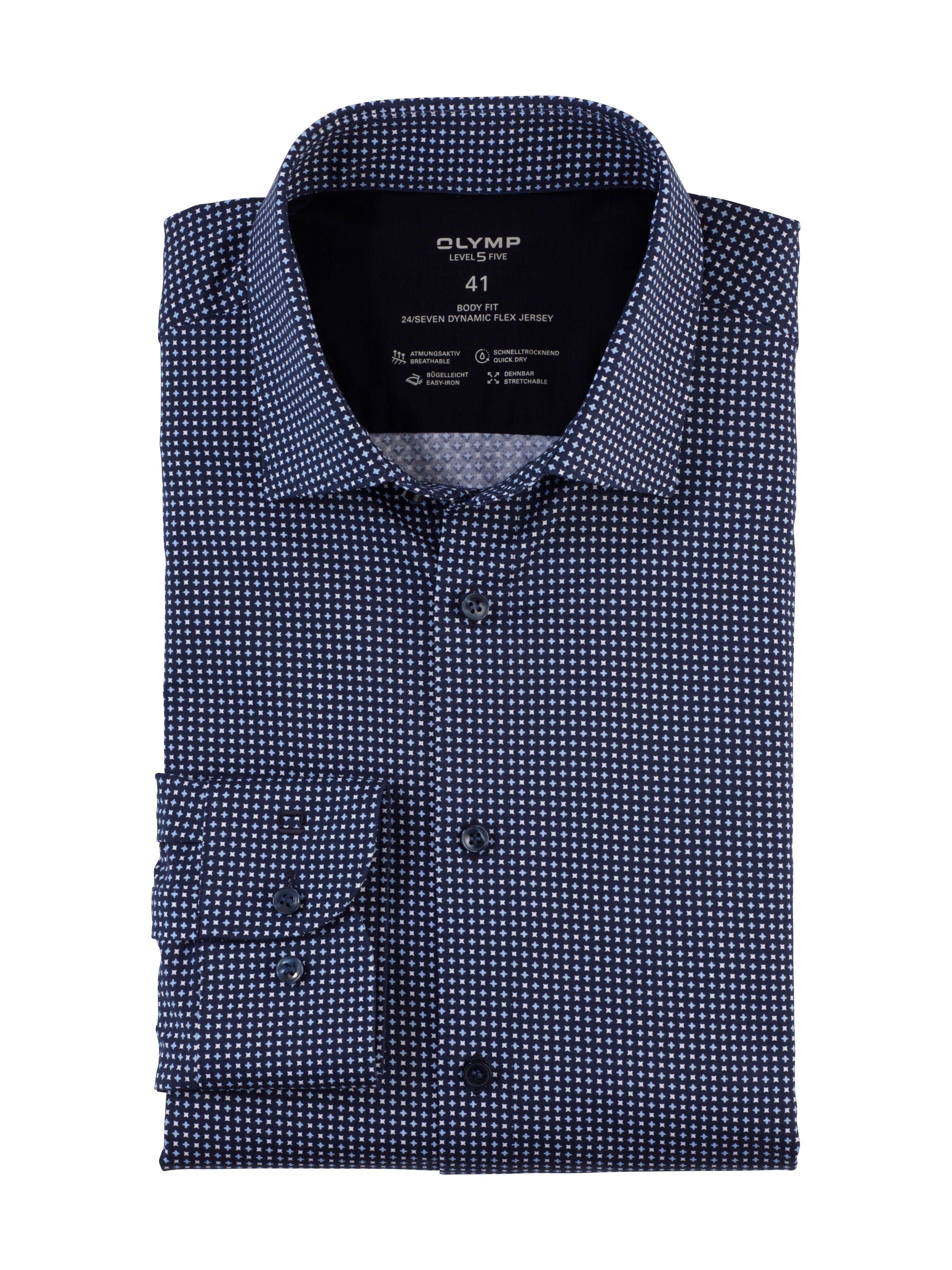 OLYMP Businessoverhemd Level Five 24/Seven body fit 24/seven dynamic flex jersey kwaliteit
