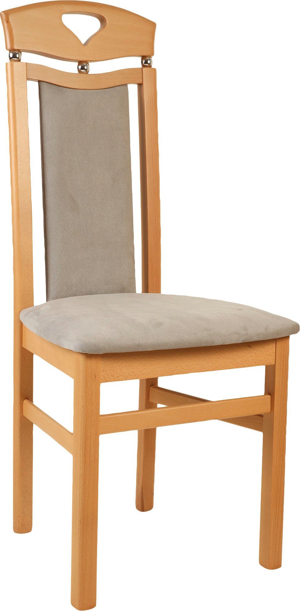 Home affaire Eetkamerstoel Berta keukenstoel Bekleding van microvezel, frame van massief beukenhout (set, 2 stuks)