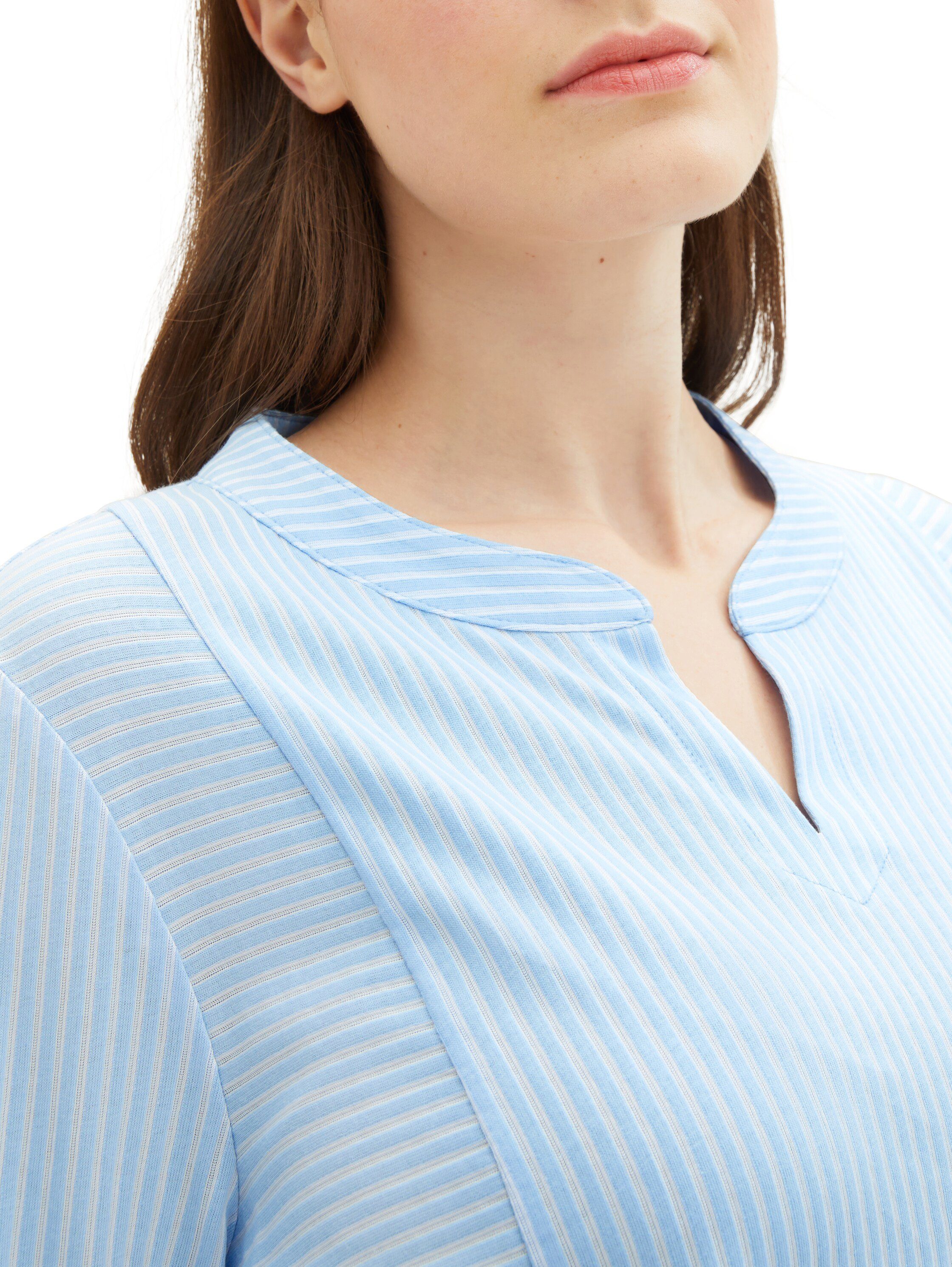 TOM TAILOR MY TRUE ME Shirt met lange mouwen in streepdesign en met v-hals