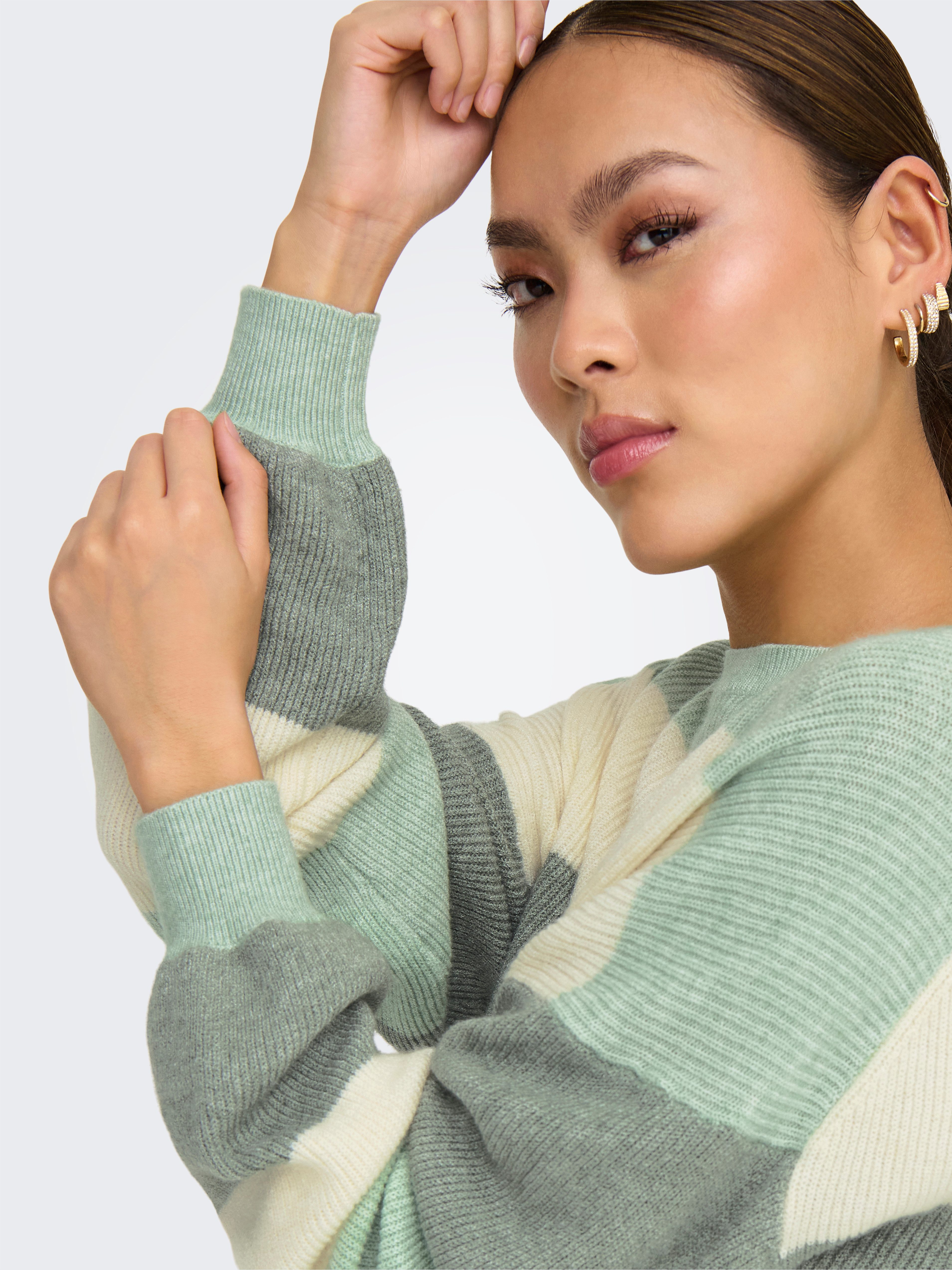 Only Gebreide trui ONLATIA L S STRIPE PULLOVER KNT NOOS