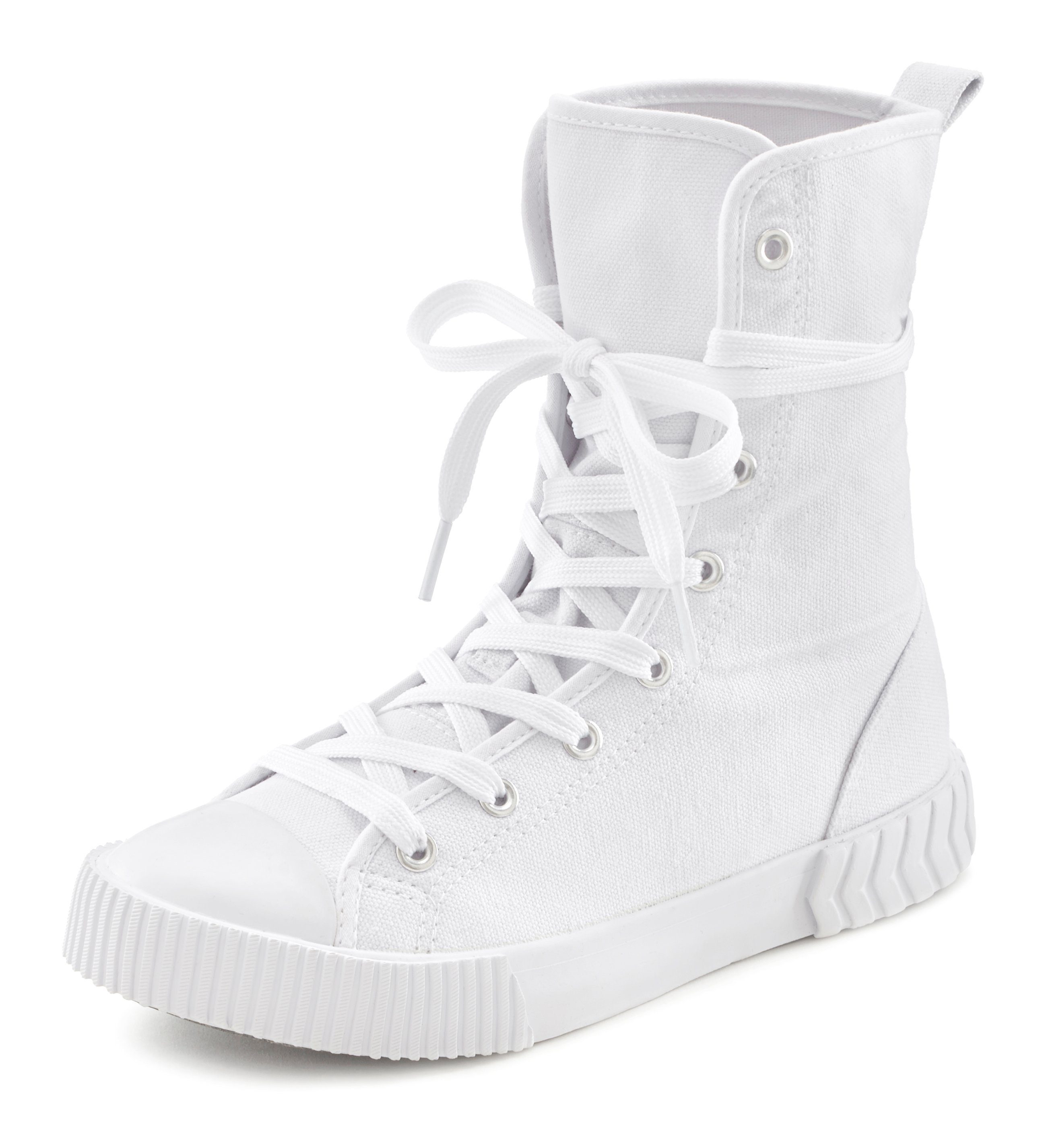 Lascana Laarsjes in combat-look, high top sneaker, veterschoen, textiel laarzen