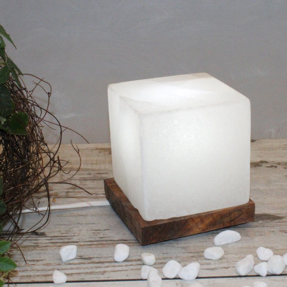 HIMALAYA SALT DREAMS Zoutkristal-tafellamp Kubus Met de hand gemaakt van zoutkristal - iedere steen uniek, H: ca.9 cm (1 stuk)