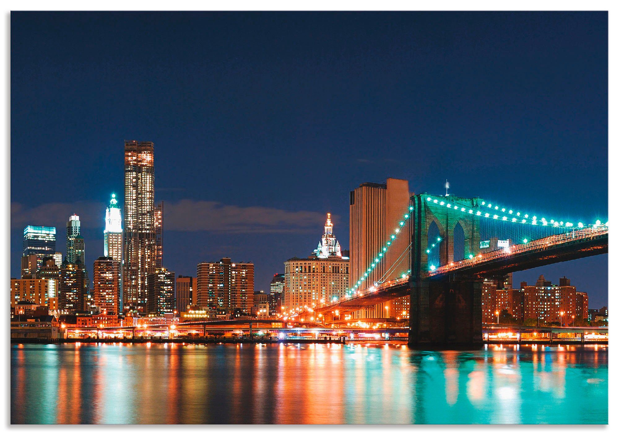 Artland Keukenwand New York skyline Brooklyn Bridge zelfklevend in vele maten - spatscherm keuken achter kookplaat en spoelbak als wandbescherming tegen vet, water en vuil - achter