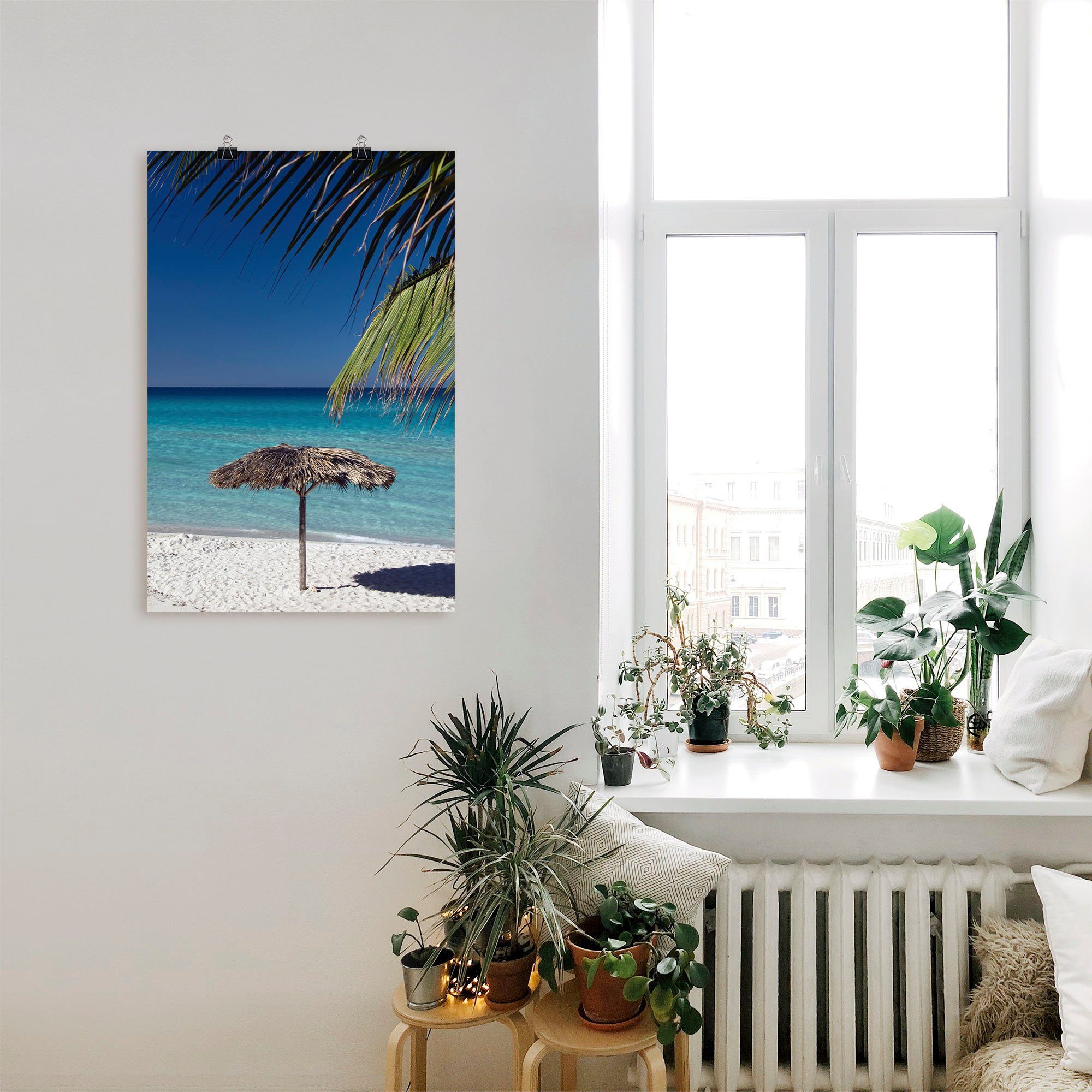 Artland Poster Parasol aan het strand als artprint van aluminium, artprint op linnen, muursticker of poster in verschillende maten