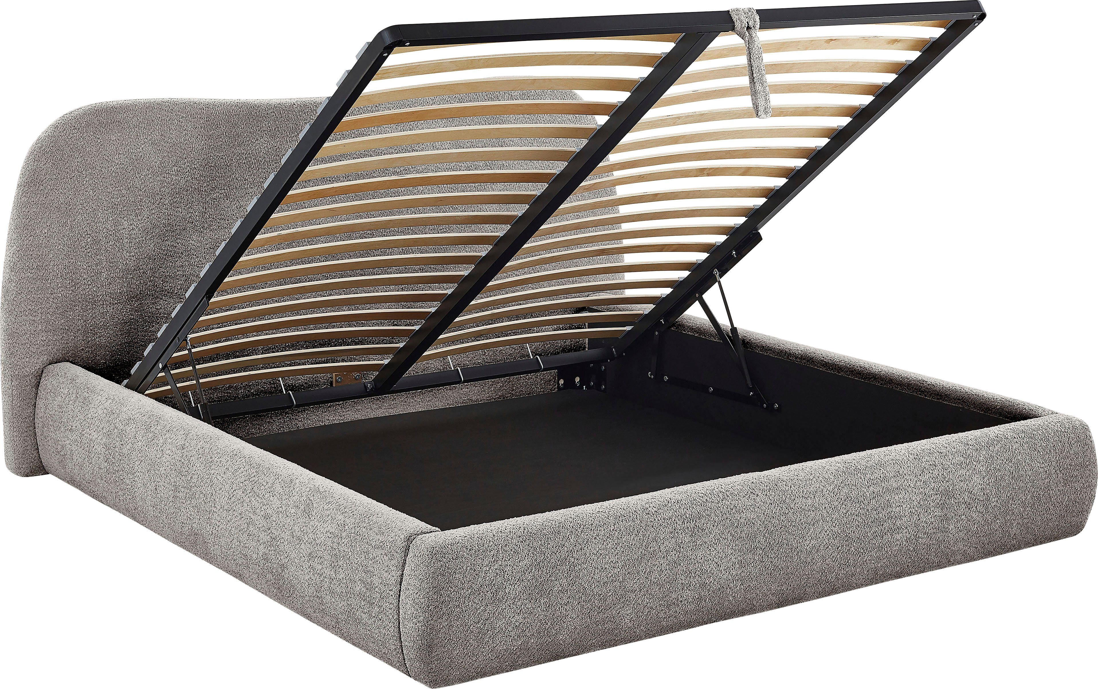 ATLANTIC home collection Gestoffeerd bed Sophie met of zonder opbergruimte, hoogwaardige bouclé bekleding