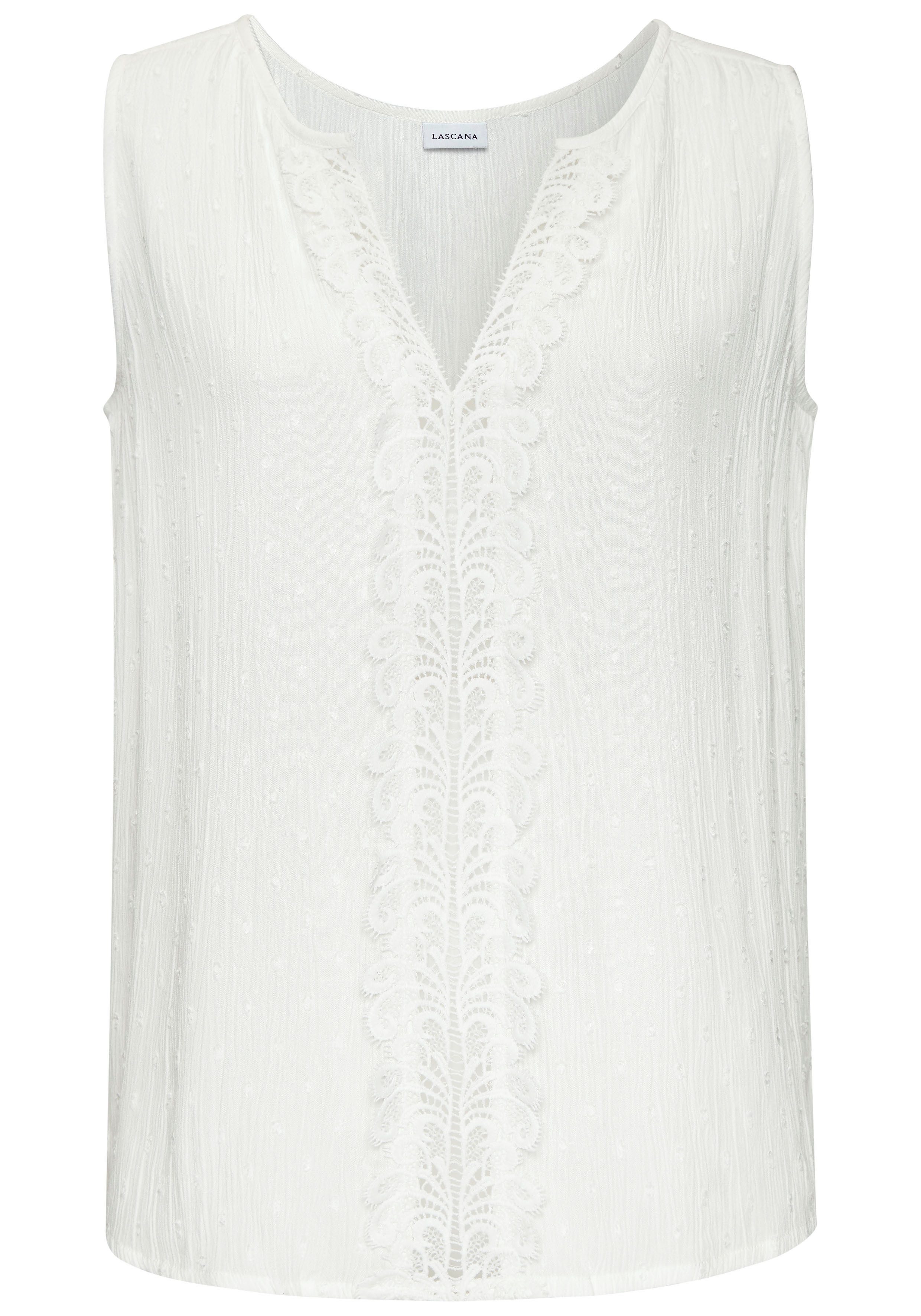 Lascana Crêpe-blouse met kanten beleg voor