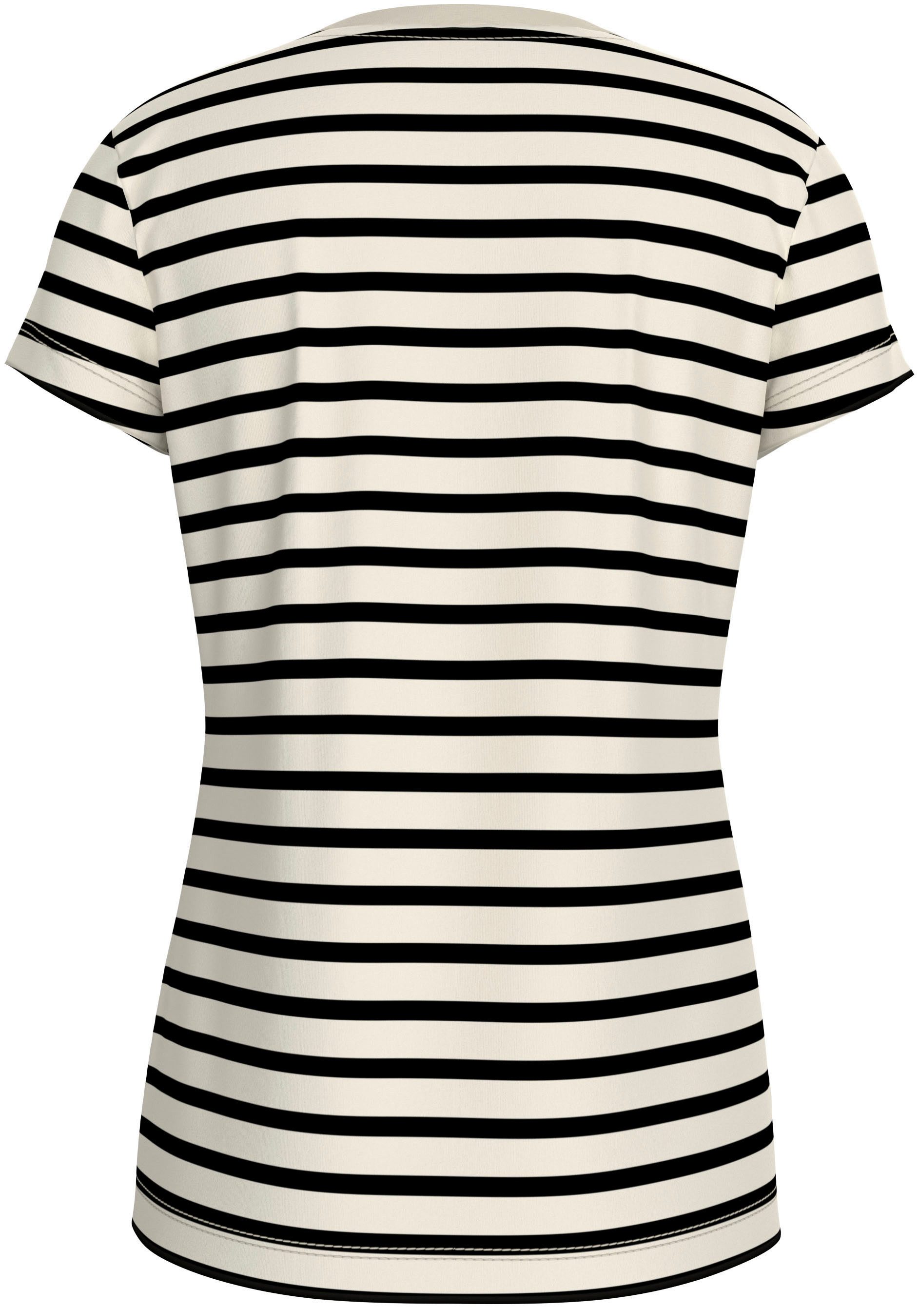 Calvin Klein Shirt met ronde hals 2 PACK STRIPE SLIM SS T-SHIRT voor kinderen tot 16 jaar met logo-opdruk