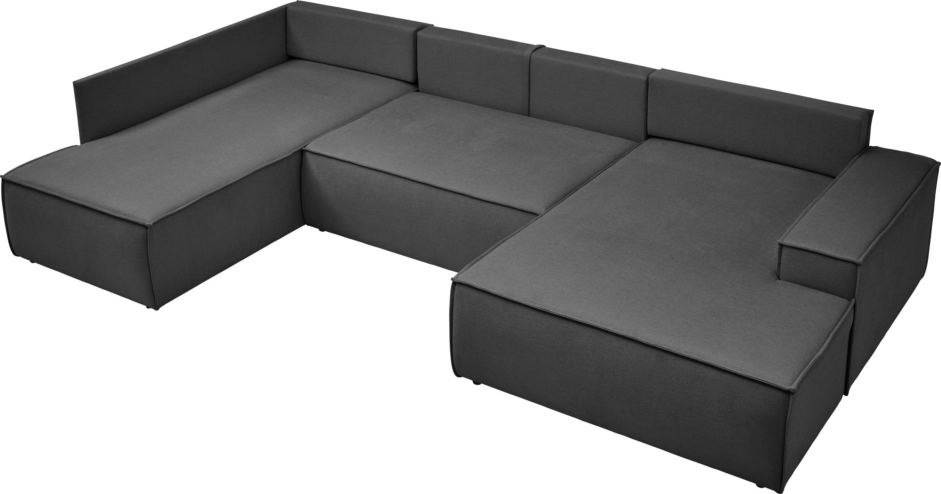 andas Zithoek FINNLEY U-model XXL 329 cm, bedbank, slaapfunctie m. bedkist
