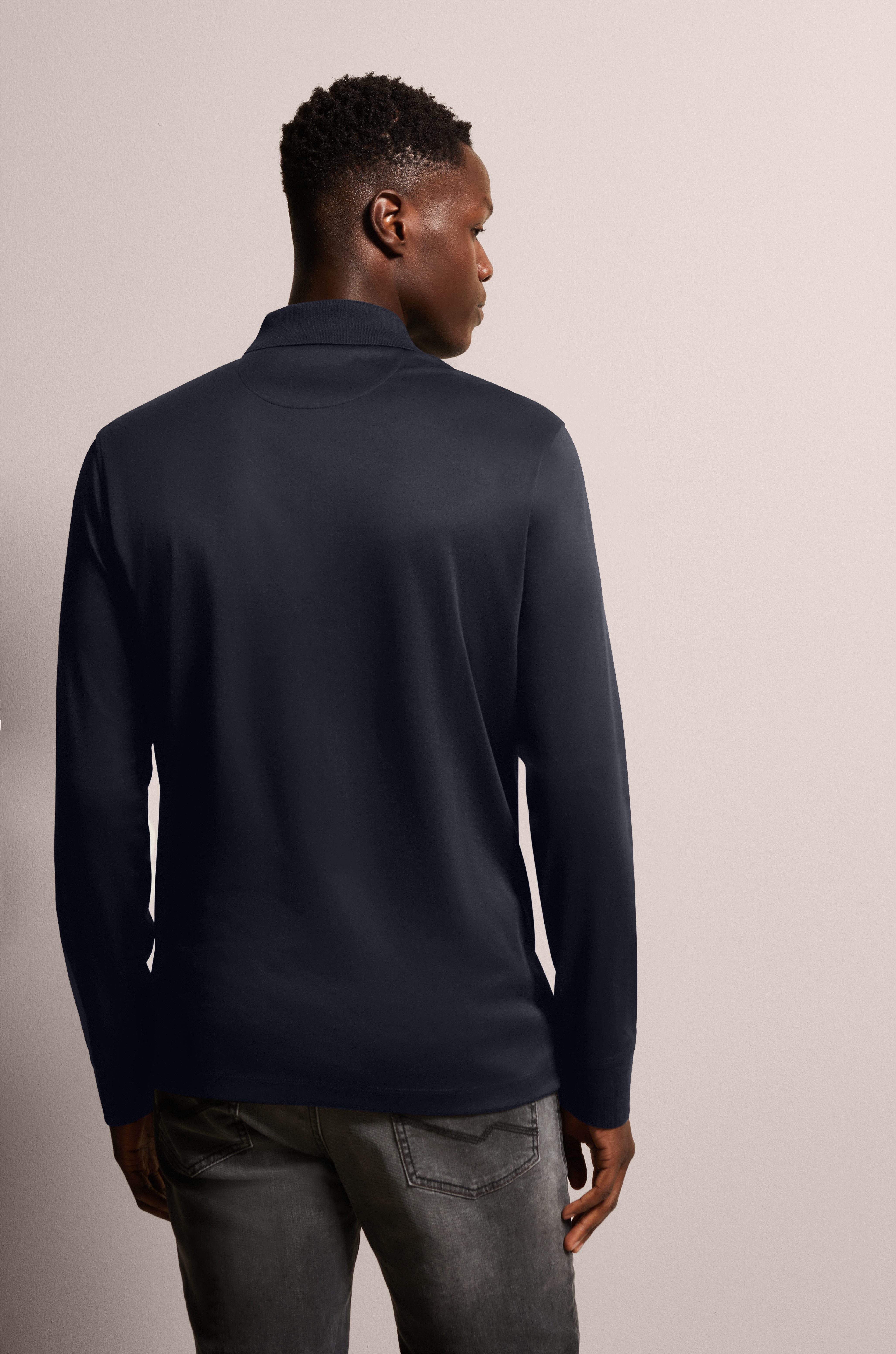 Bugatti Poloshirt met lange mouwen met fijne structuuruitstraling