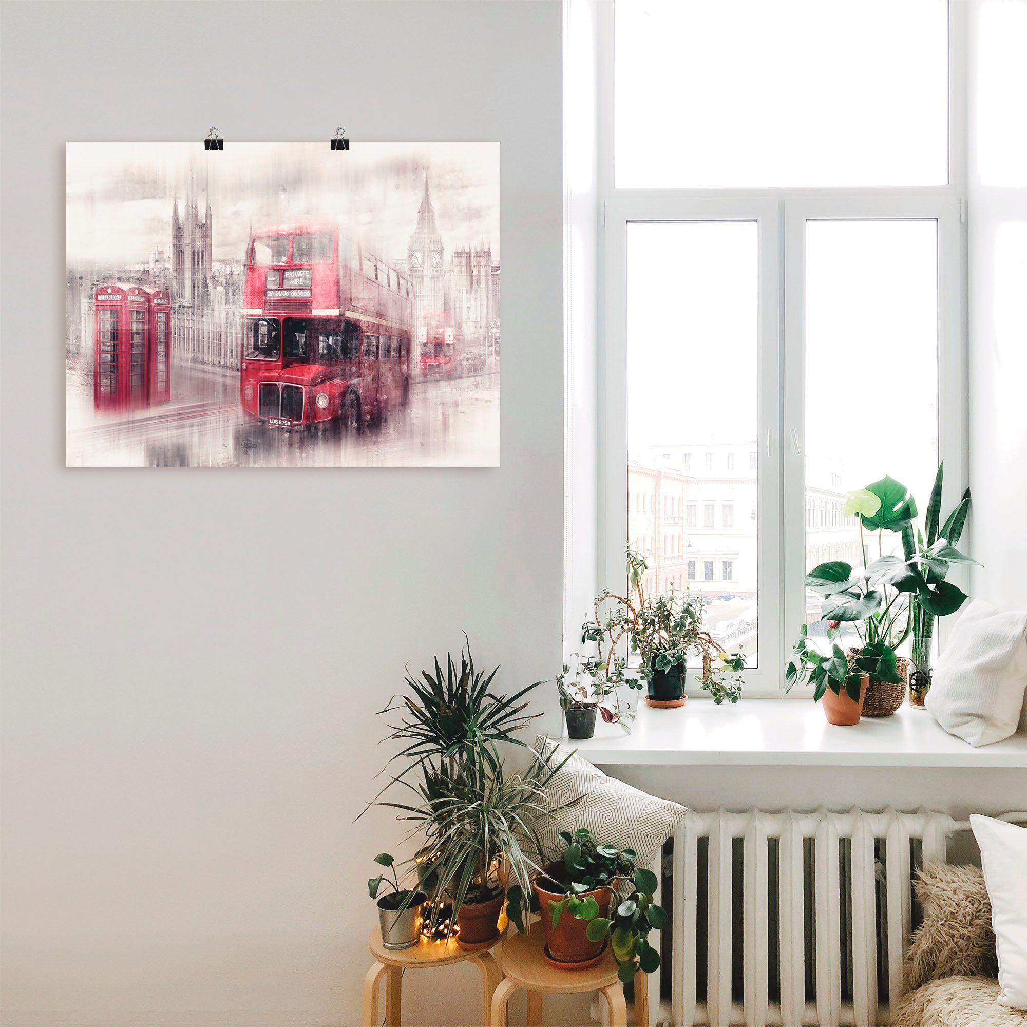 Artland Artprint Londen Westminster collage als artprint op linnen, poster in verschillende formaten maten