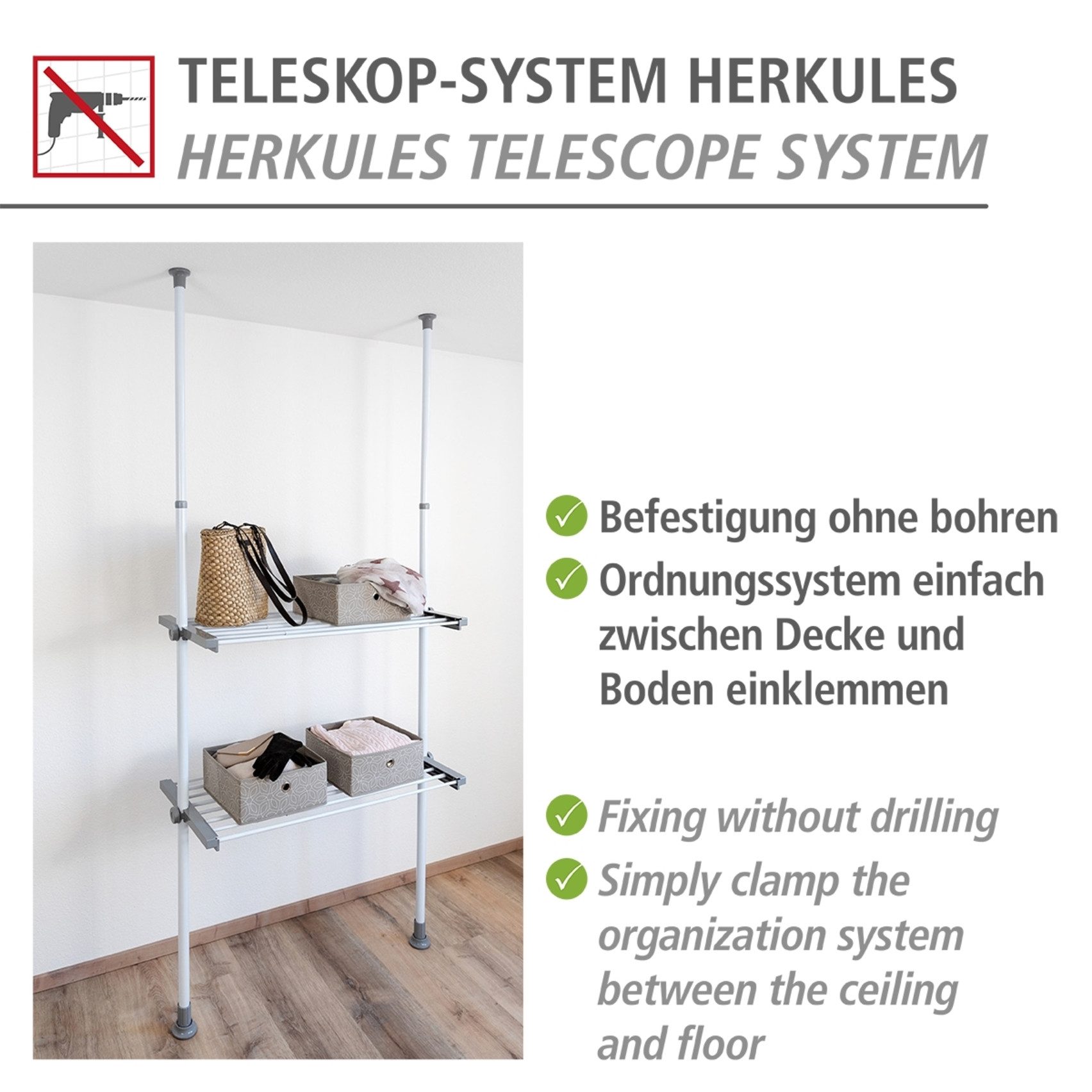 WENKO Telescooprek Model Herkules uitschuifbare plank, 73-120 cm, passend bij de wenko herkules-serie