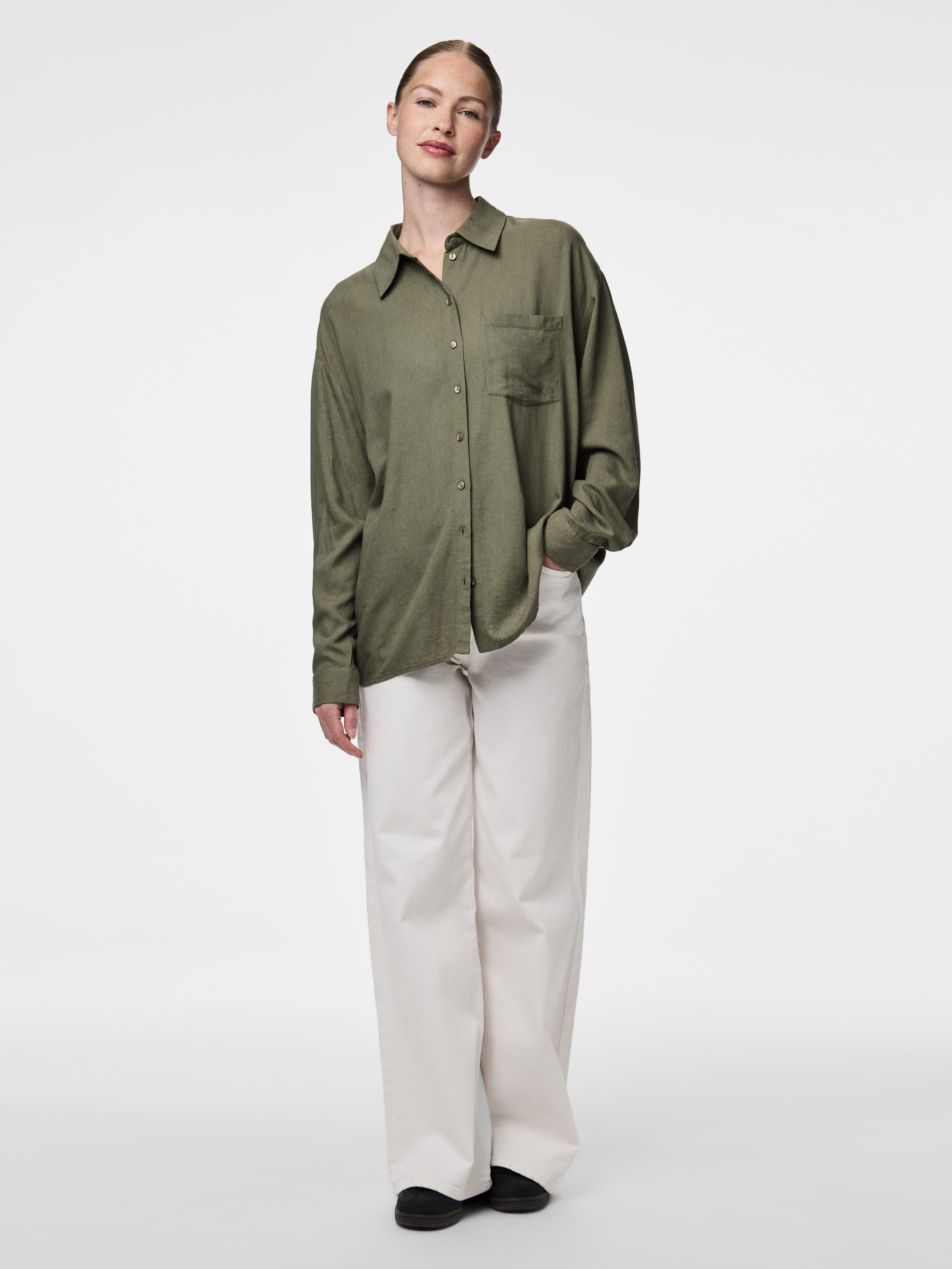 pieces Overhemdblouse PCPIA LS LOOSE SHIRT WVN NOOS