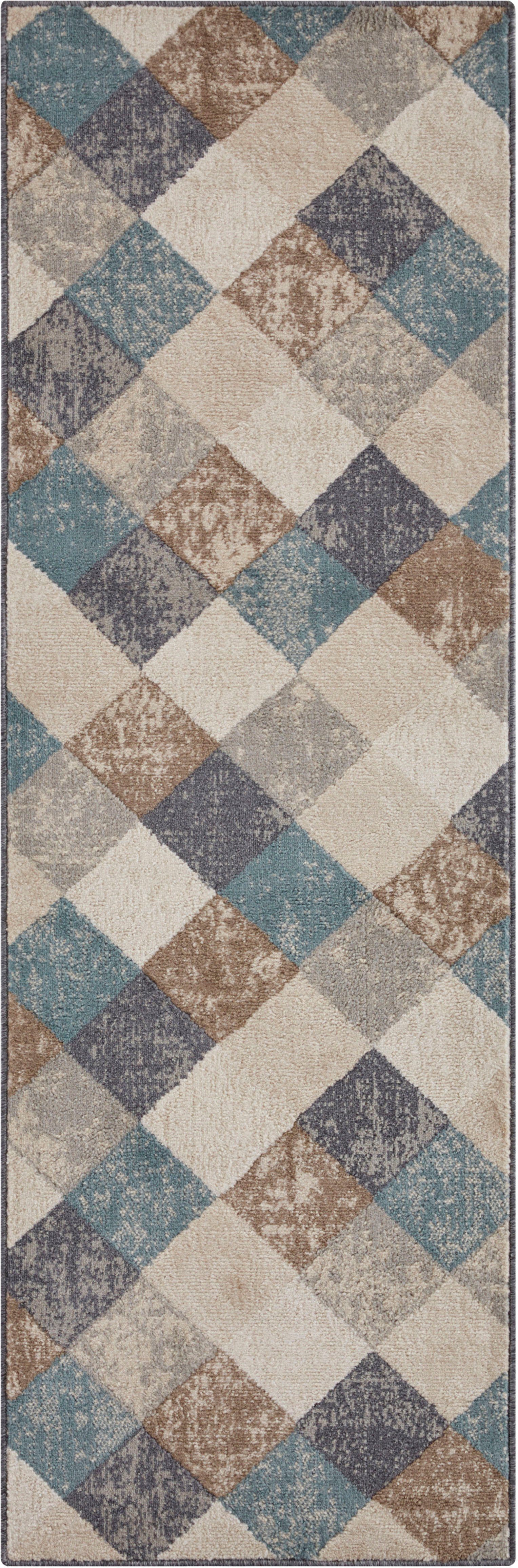 HANSE Home Vloerkleed Bakke Kortpolig, loper, ruitpatroon, woonkamer, slaapkamer, eetkamer