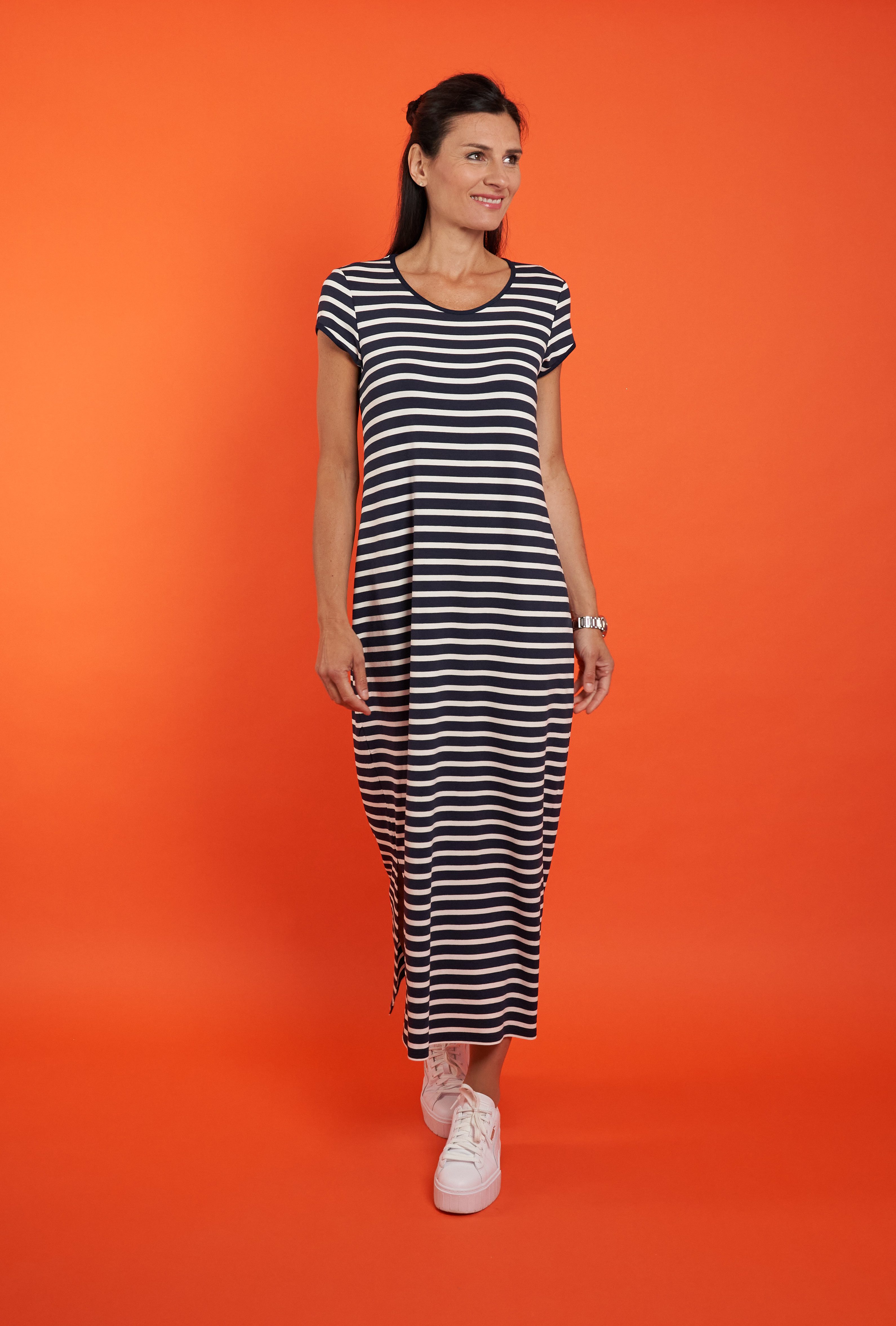 Seidel Moden Zomerjurk lang, met streepdesign, made in germany