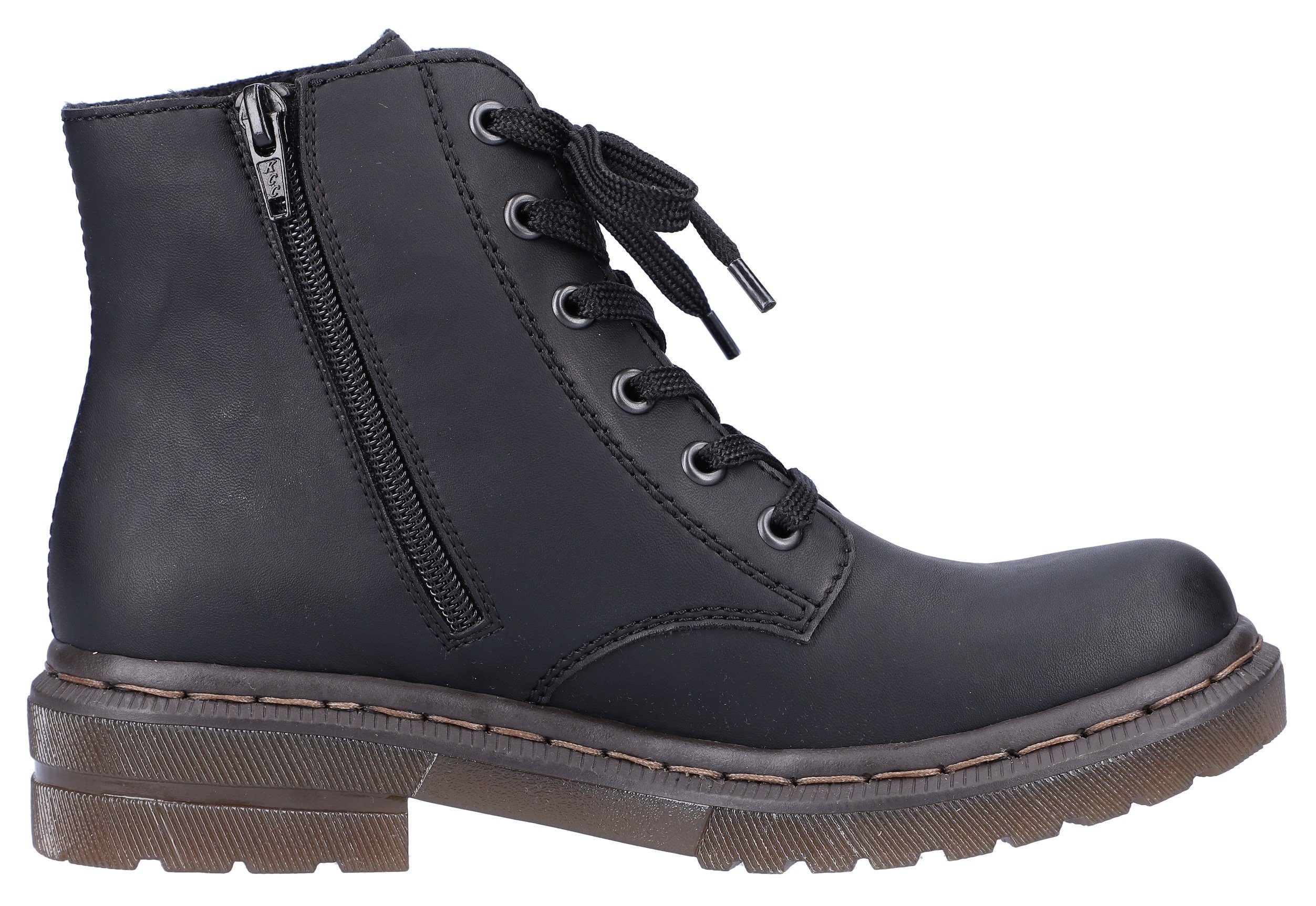 Rieker Hoge veterschoenen veterschoen, blokhak, met logo-embossing