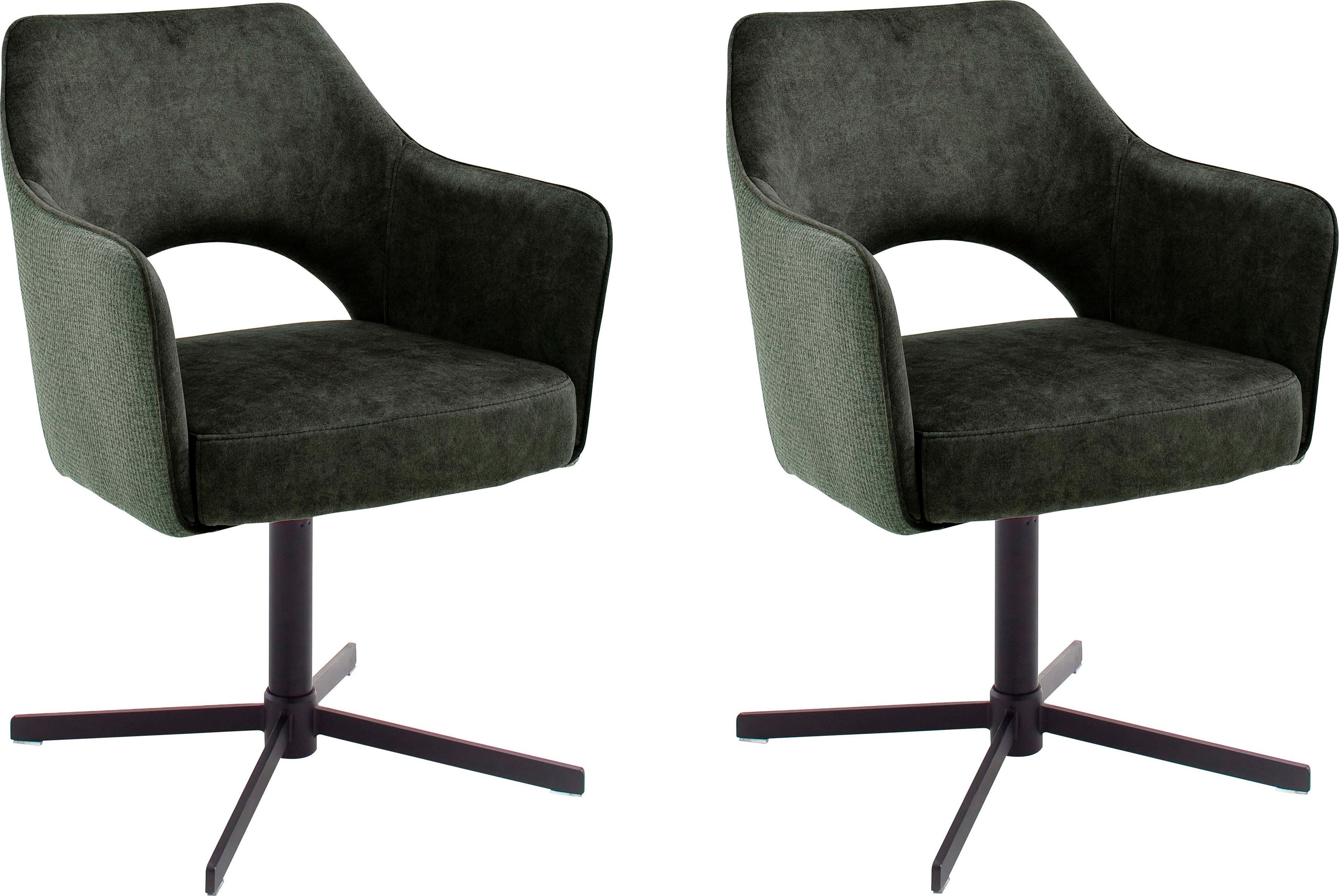 MCA furniture Eetkamerstoel Valetta Bekleding vintage suède-look, 360° draaibaar met nivellering, pocketveringskern, stoel belastbaar tot 120 kg (set, 2 stuks)