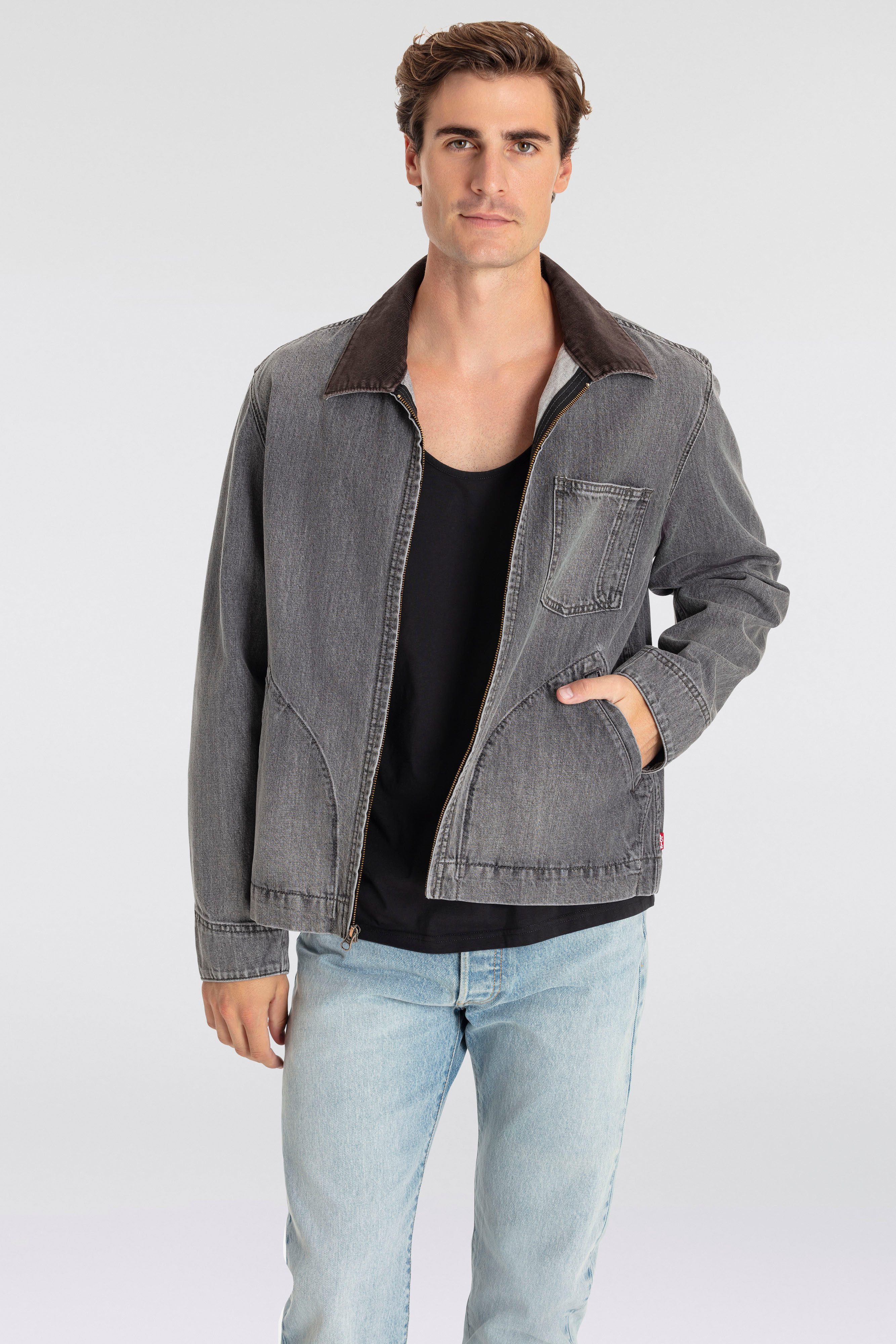 Levi's® Jeansjack FULL ZIP MECHANICS TRKR met rits en kraag met cord-inzet