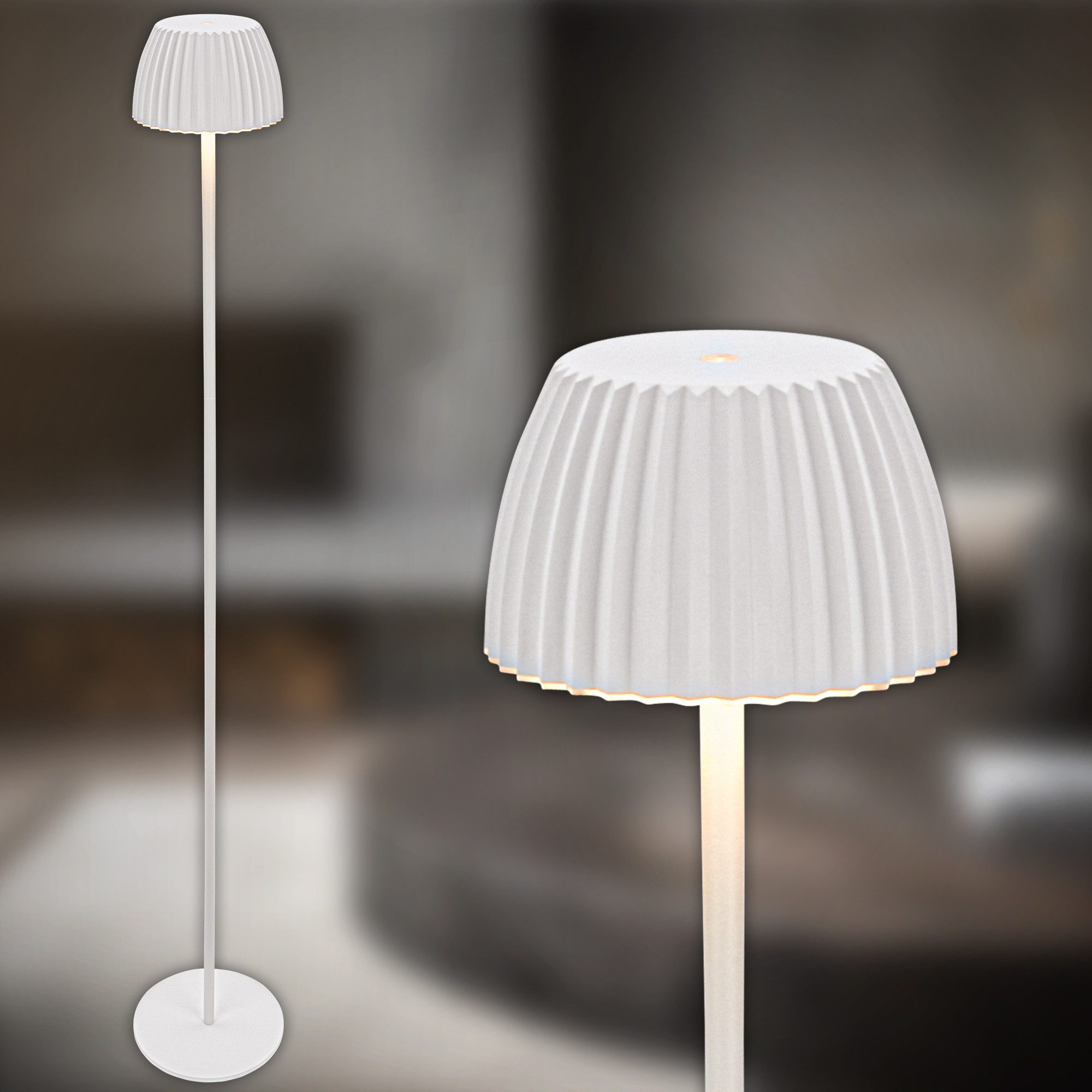 Briloner Leuchten Led-staande lamp Accu LED vloerlamp, wit