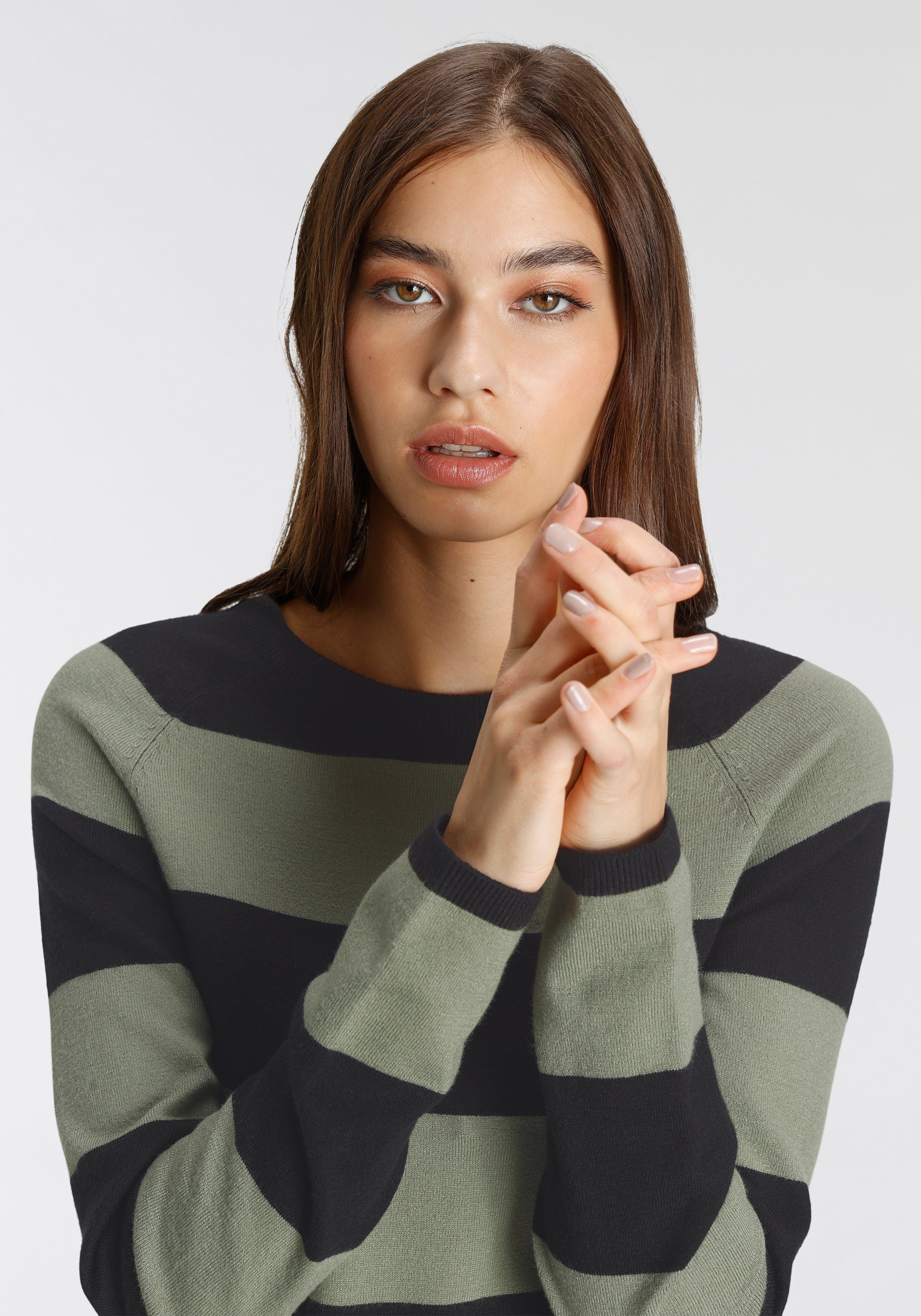 Tamaris Gebreide jurk casual look, van katoenmix, lange mouwen