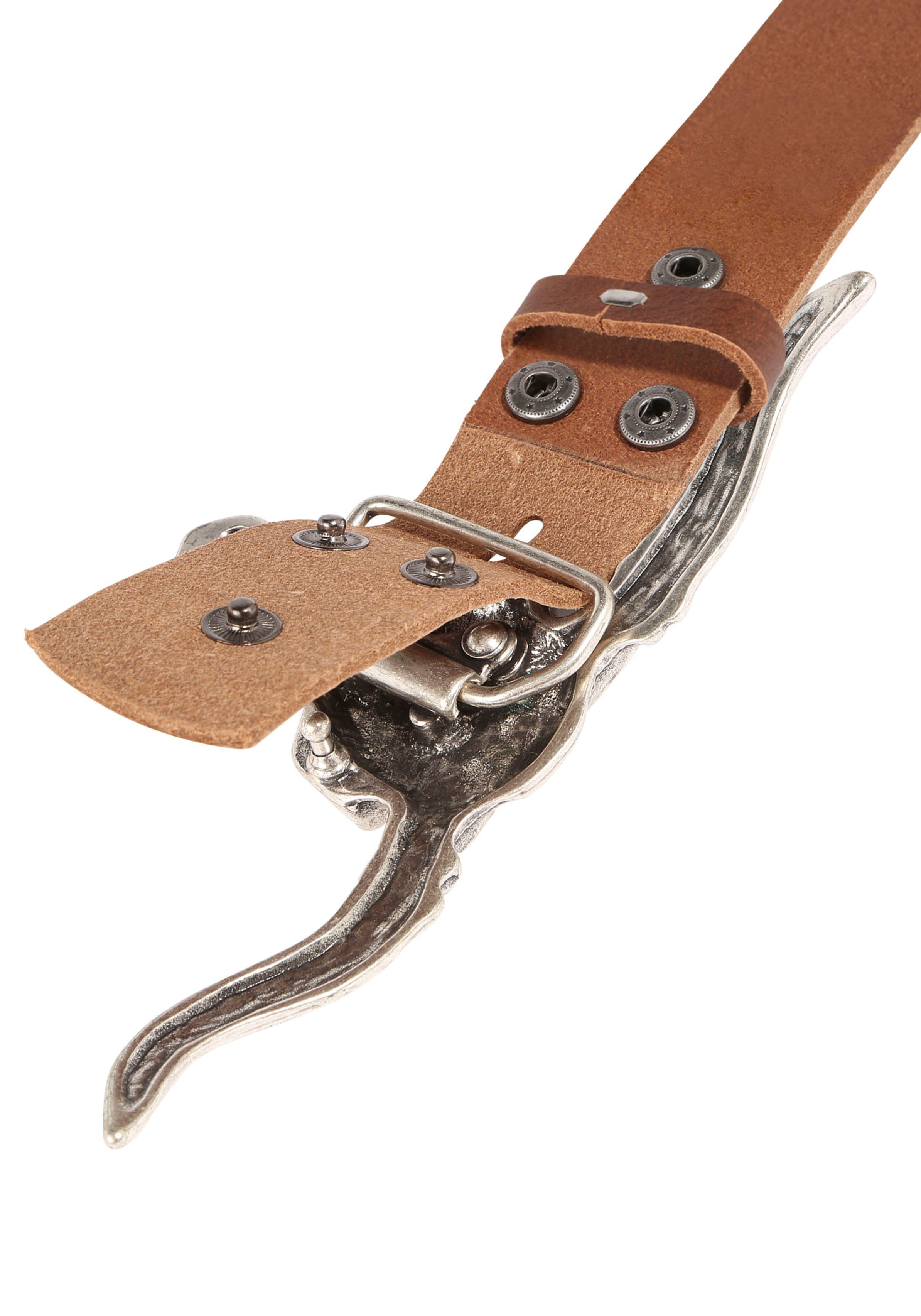RETTUNGSRING by showroom 019° Leren riem met verwisselbare sluiting "buffelkop"