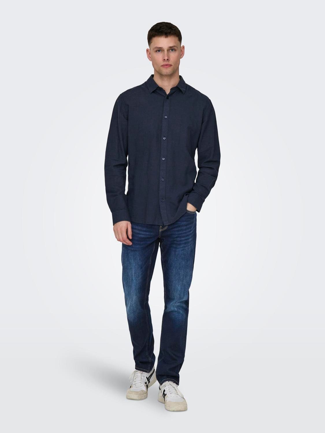 ONLY & SONS Overhemd met lange mouwen ONSCAIDEN LS SOLID LINEN SHIRT NOOS